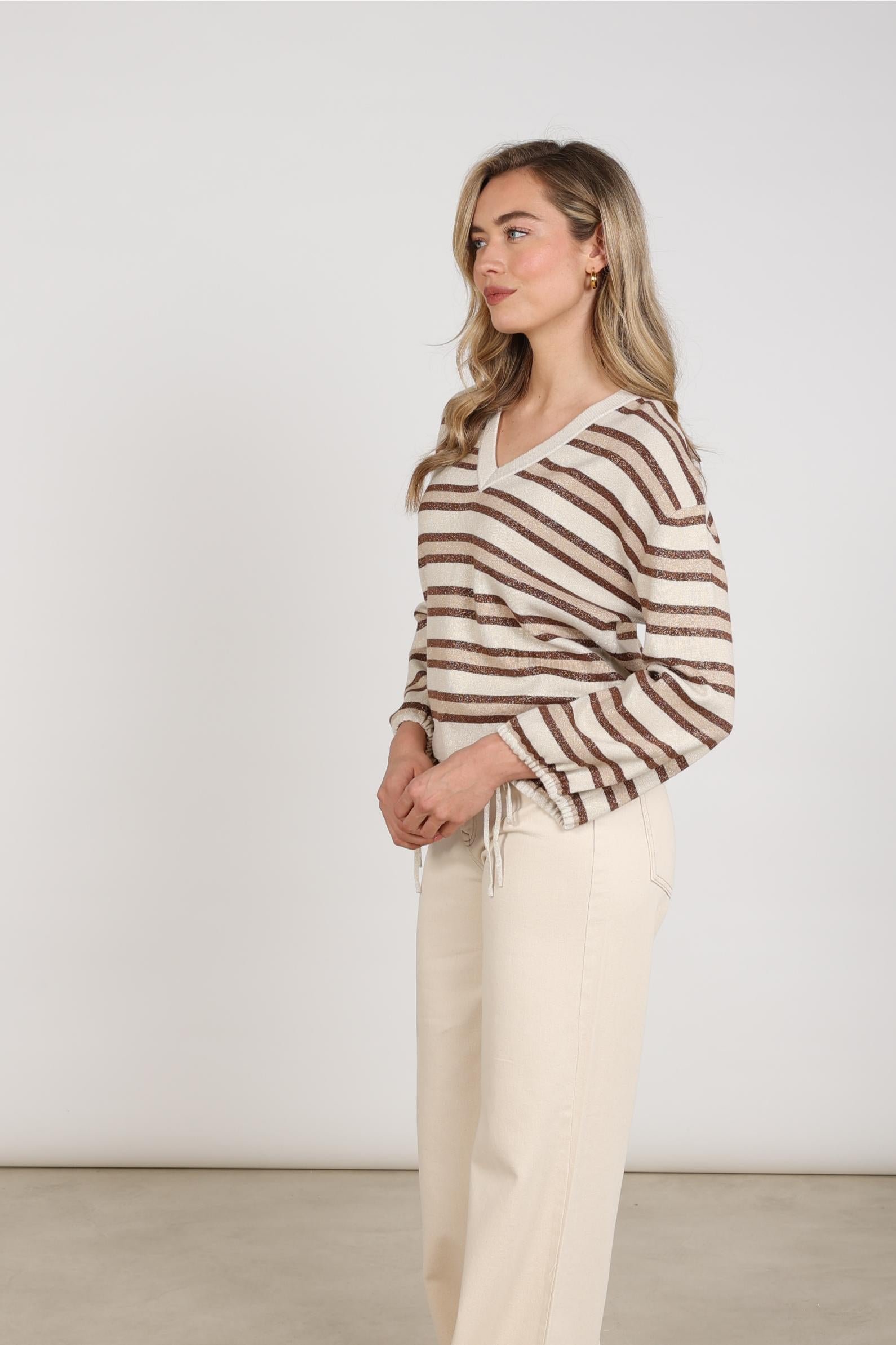 Kim Pullover Stripe | Sand/Toffee