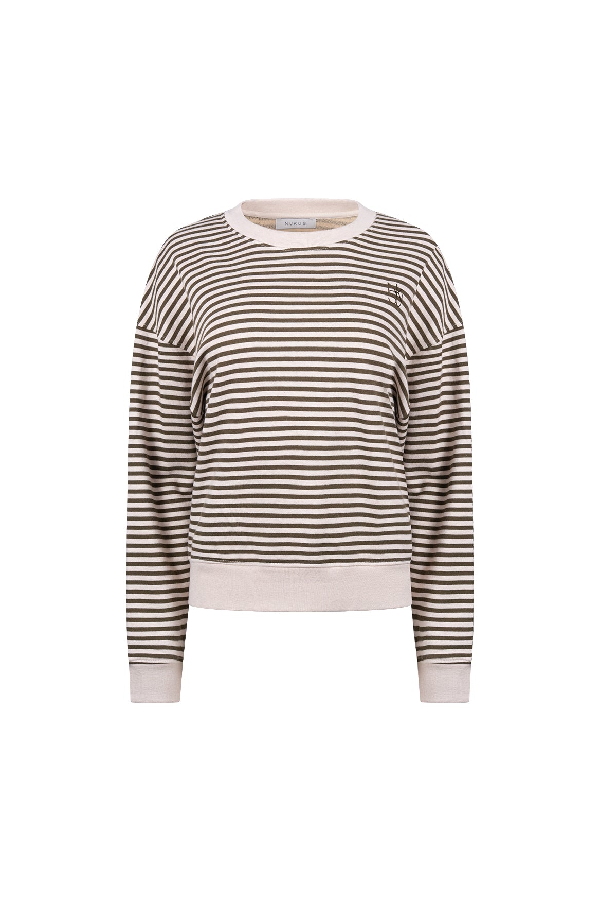 Nelly Pullover Stripe | Sand Melange/Moss