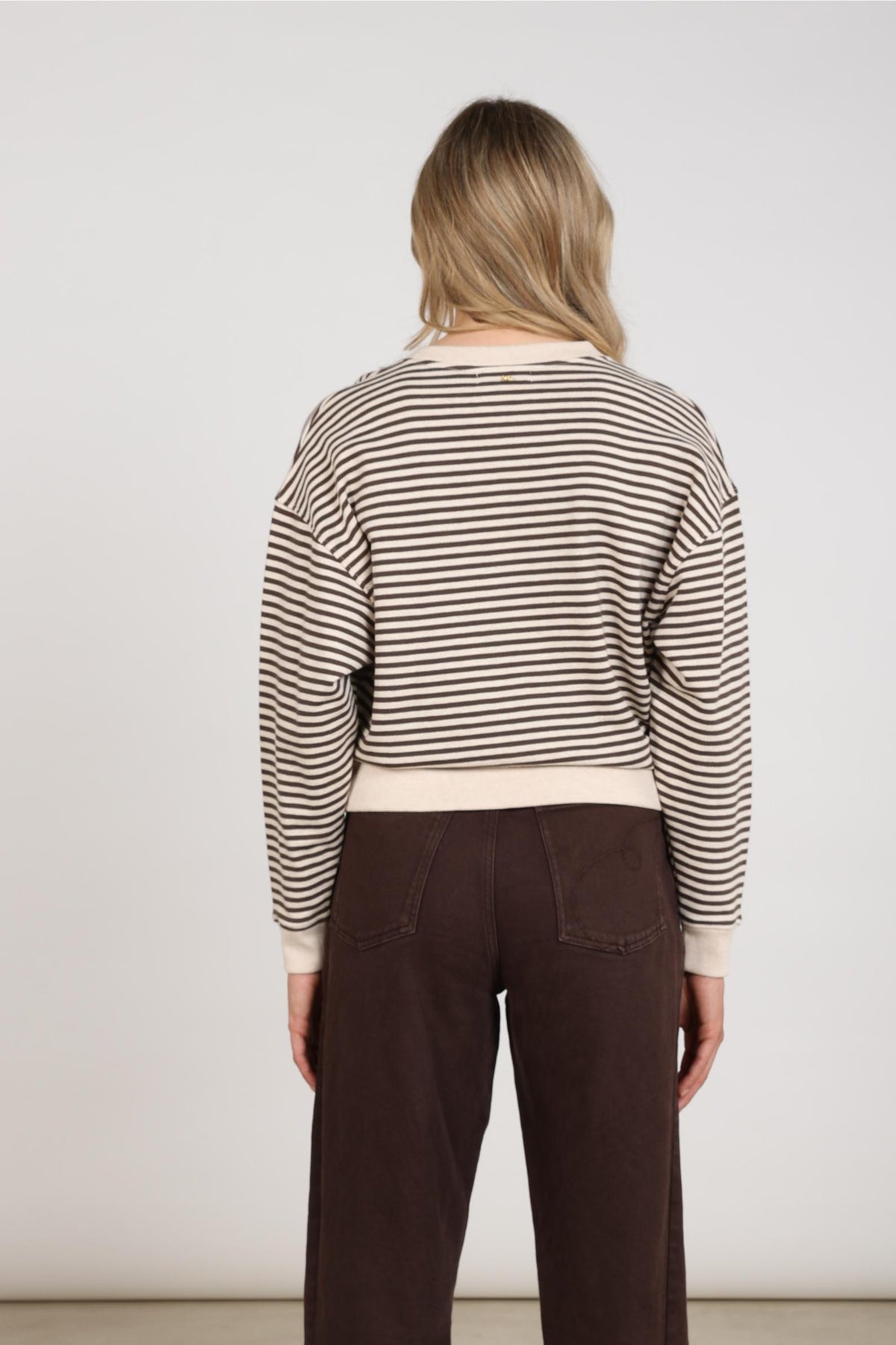 Nelly Pullover gestreift | Sand Melange/Schokolade