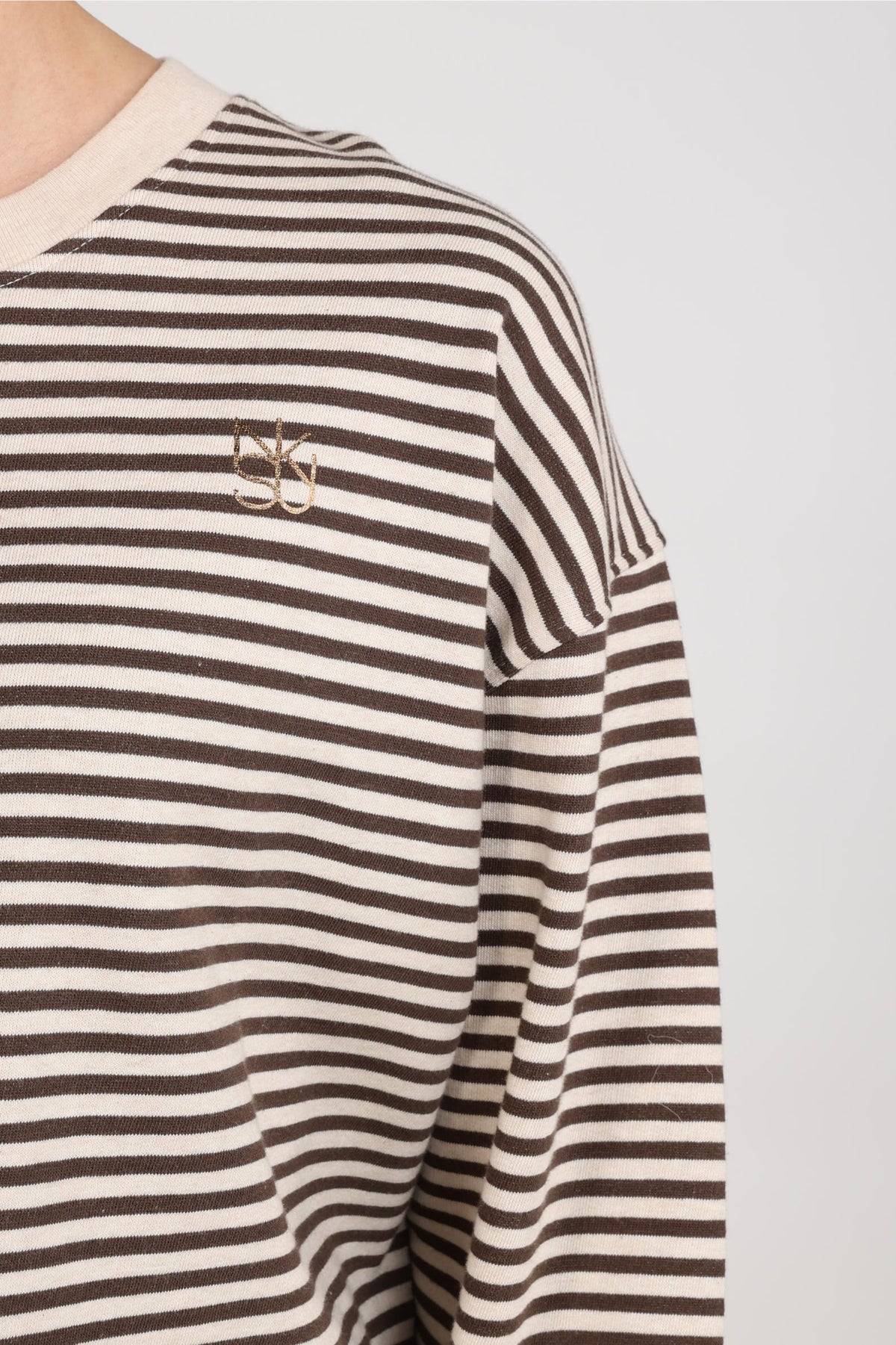 Nelly Pullover gestreift | Sand Melange/Schokolade