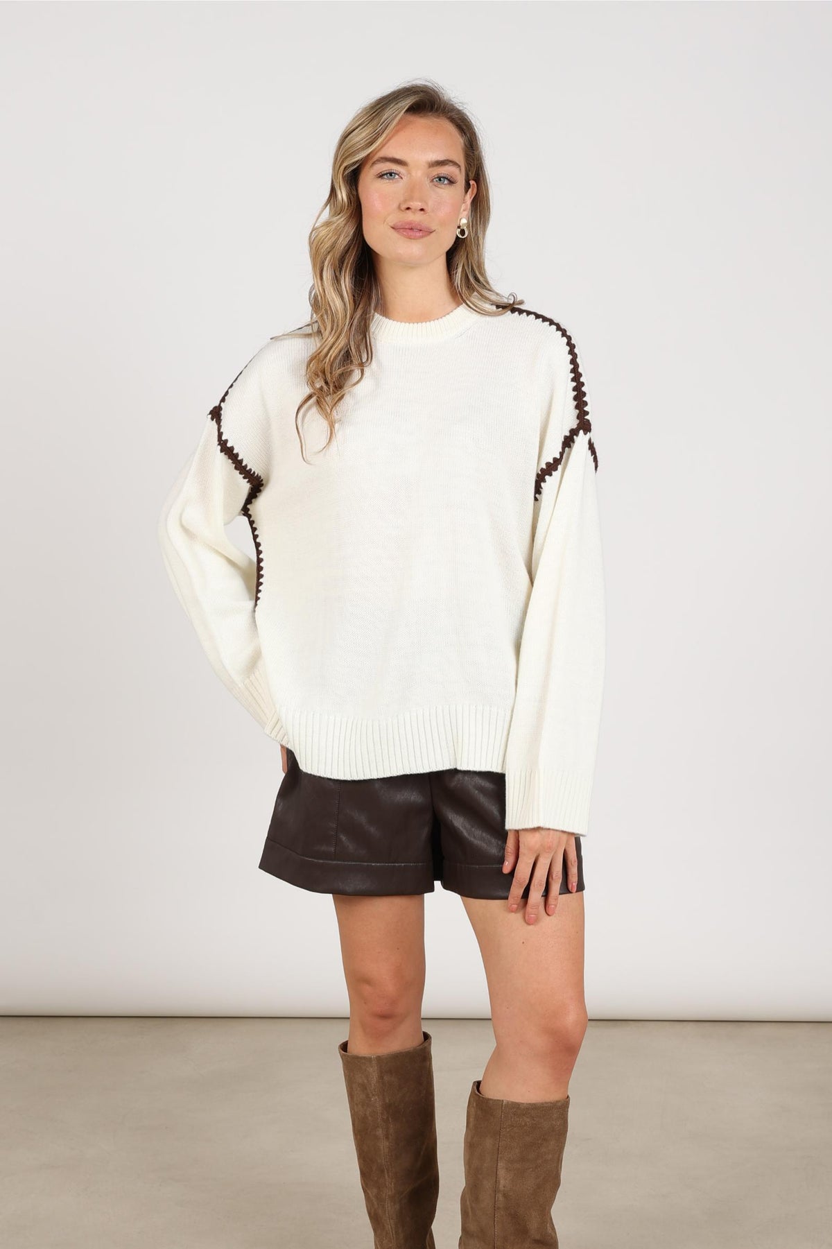 Loui Pullover | Offwhite/Chocolate