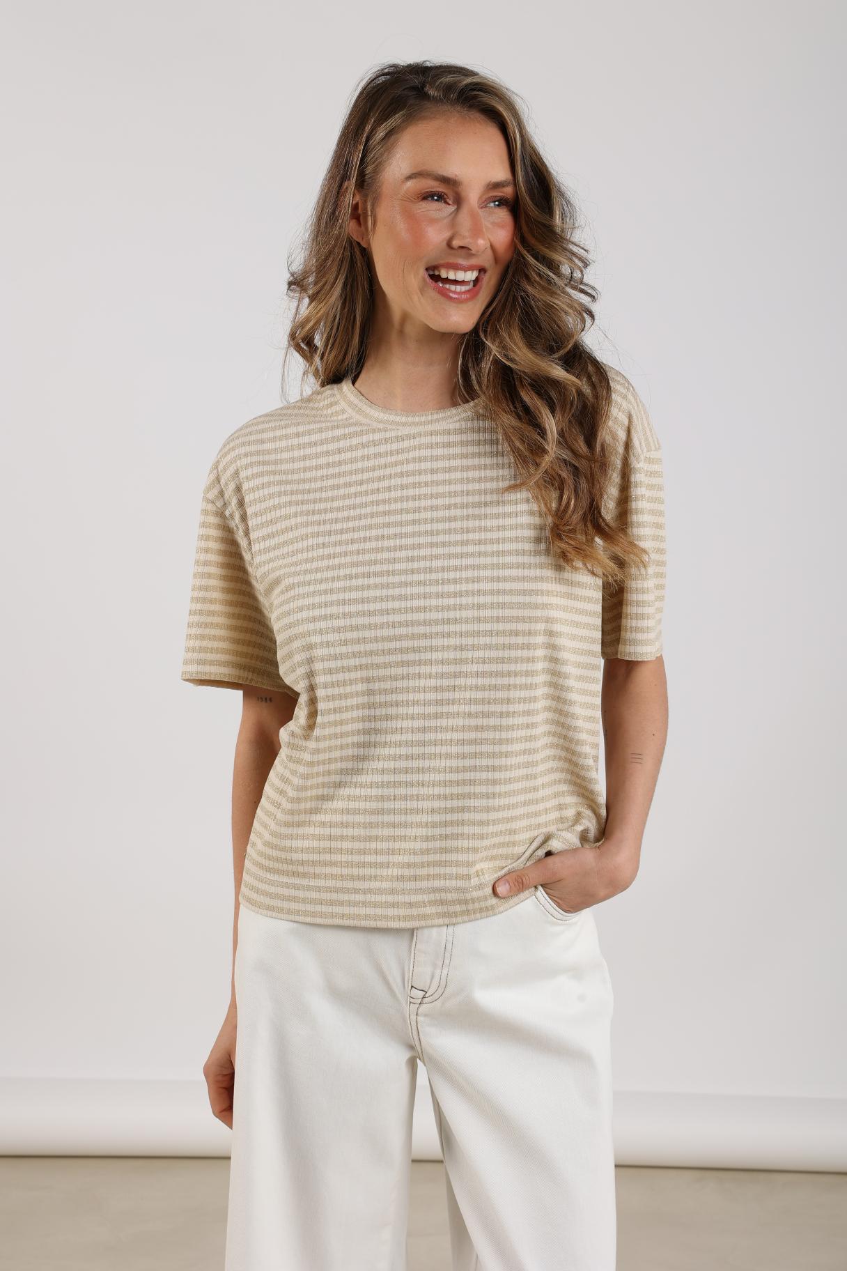 Jaine Shirt Stripe | Sand/ Gold