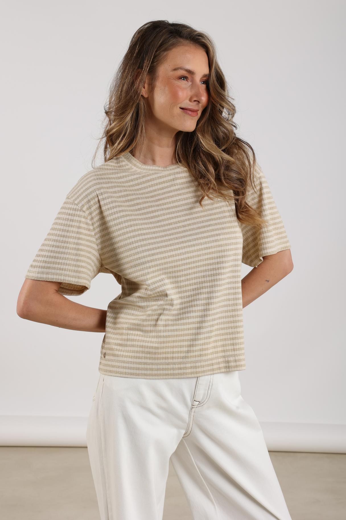 Jaine Shirt Stripe | Sand/ Gold