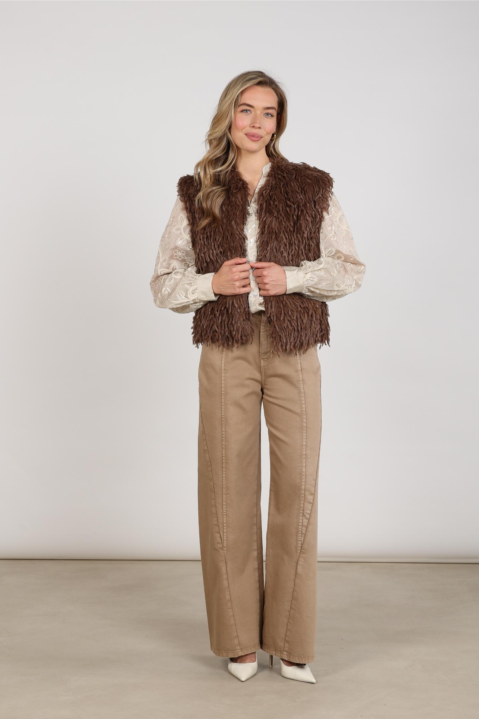 Mila Gilet Feather | Taupe