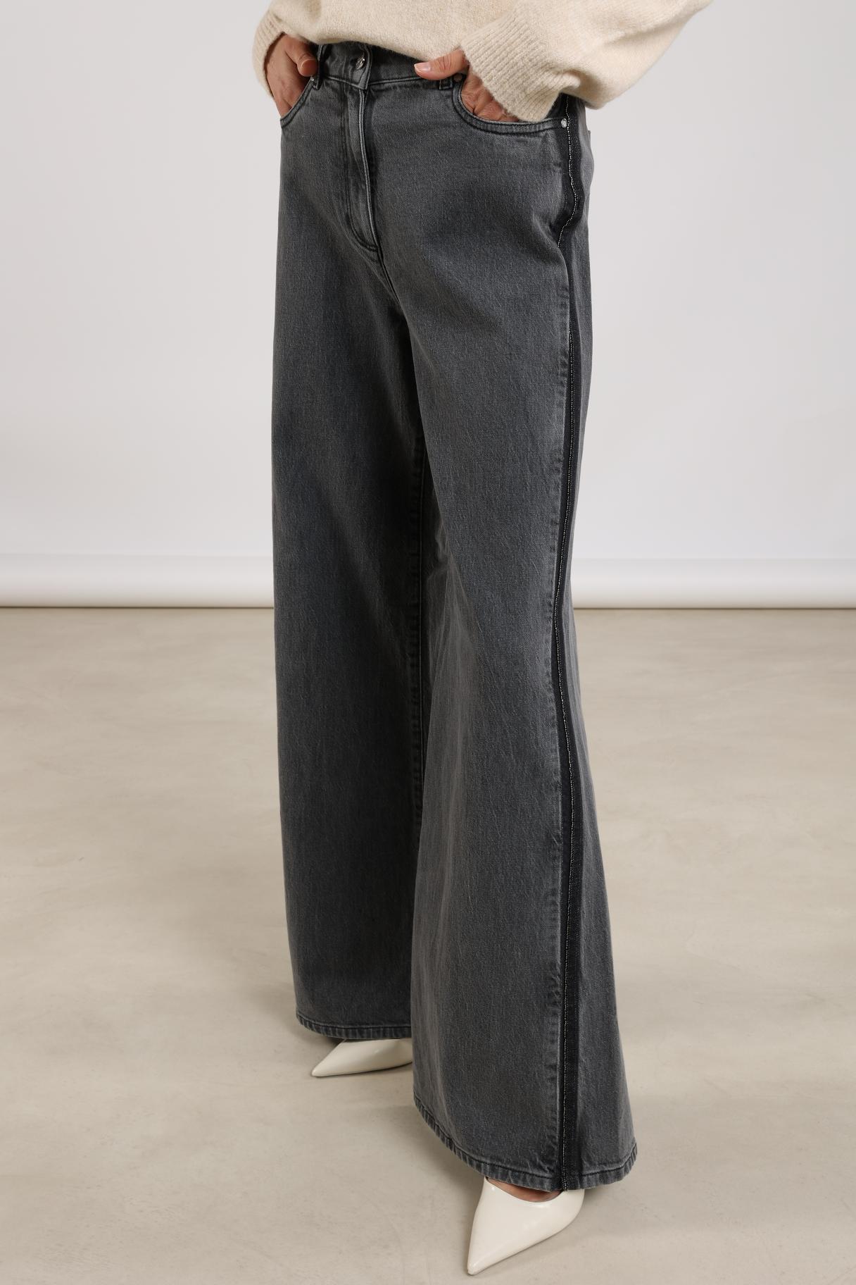 Ruby Pants Denim Studs | Grey Denim