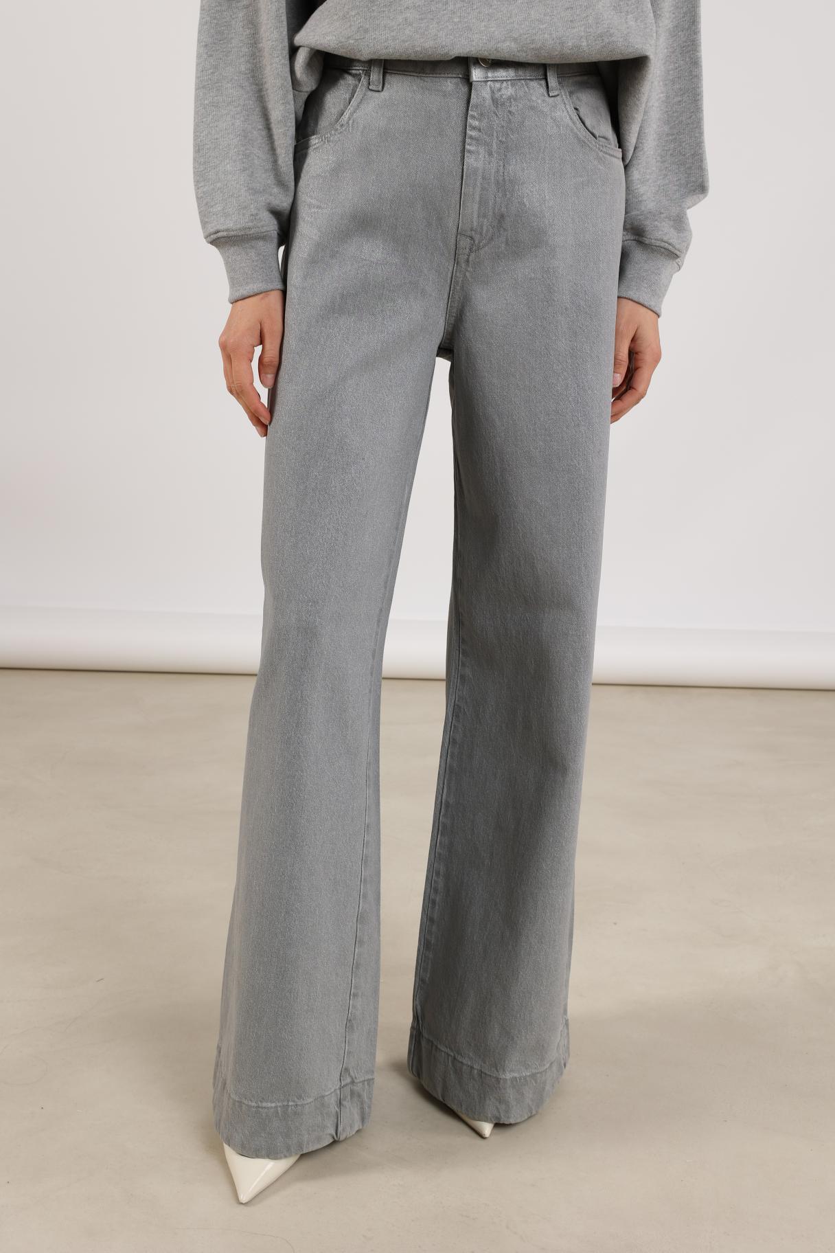 Abby Pants Denim Coating | Light grey