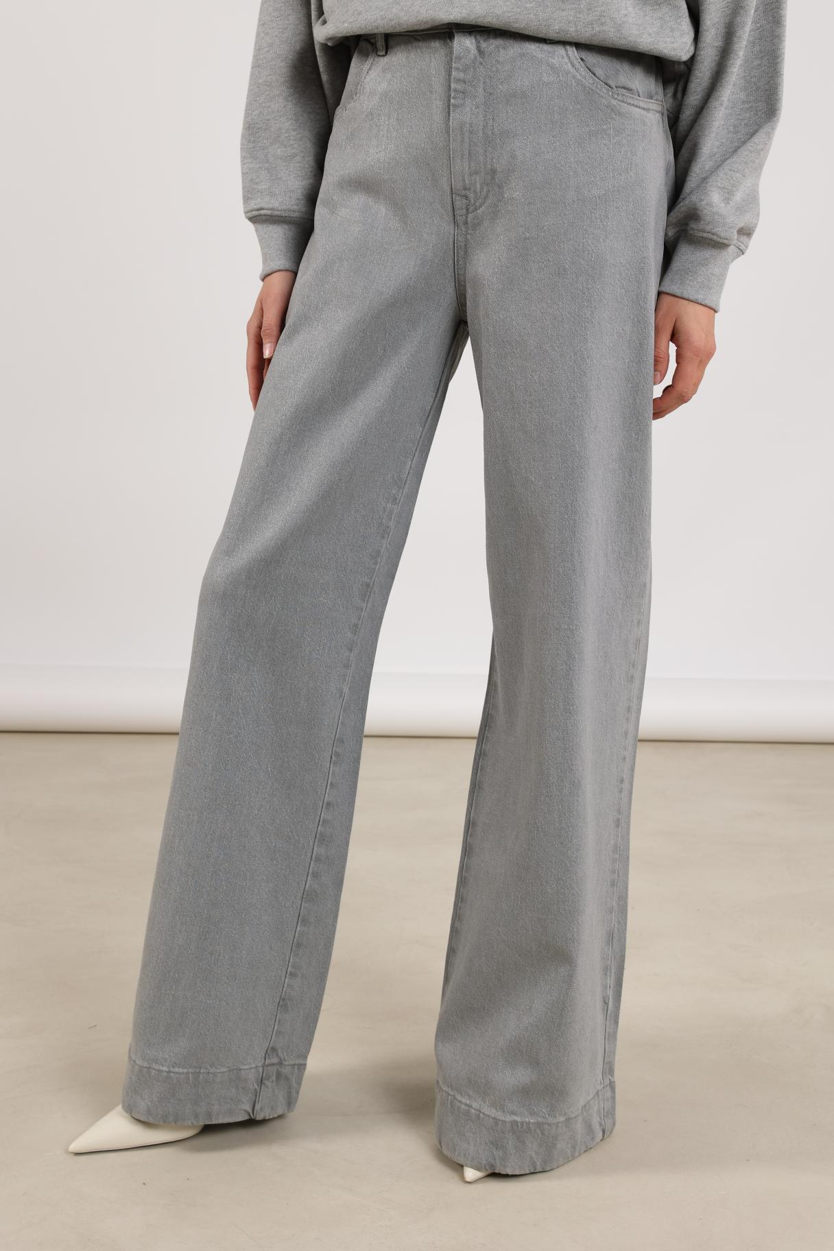 Abby Pants Denim Coating | Light grey