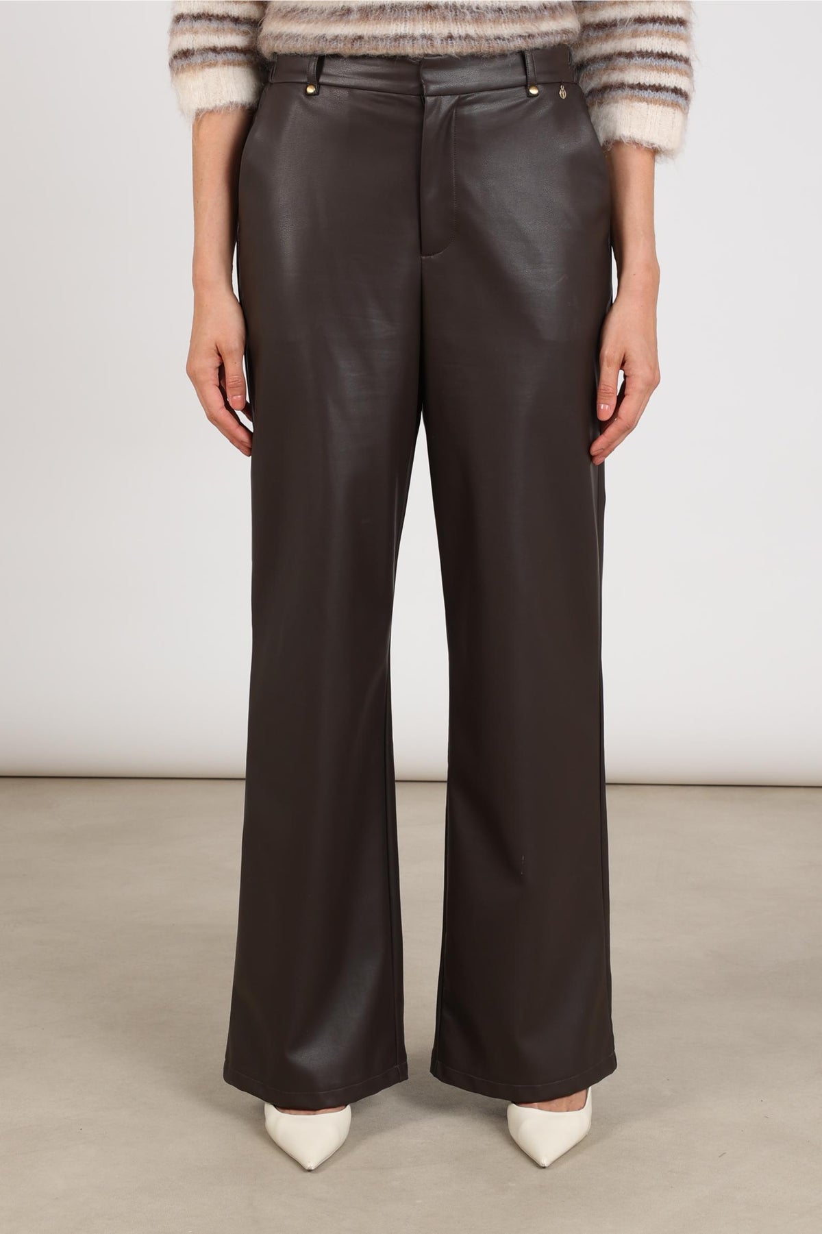 Beverly Pants Pockets PU | Chocolate