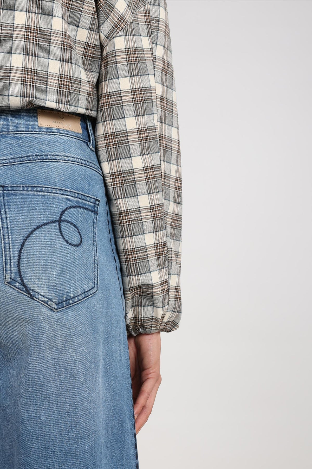 Stevi Pants Embroidery | Blue Denim