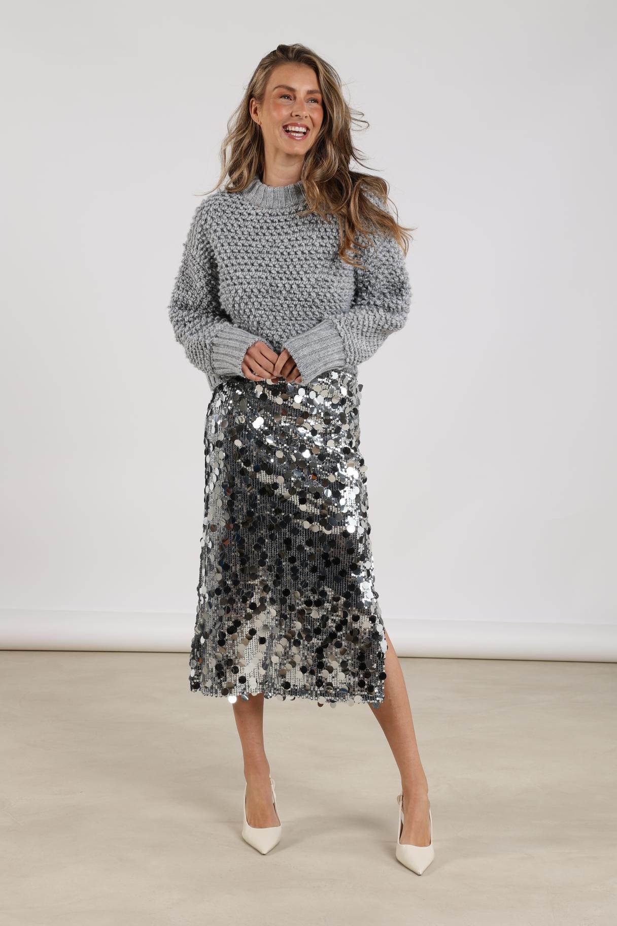 Bella Skirt Paillet | Silver