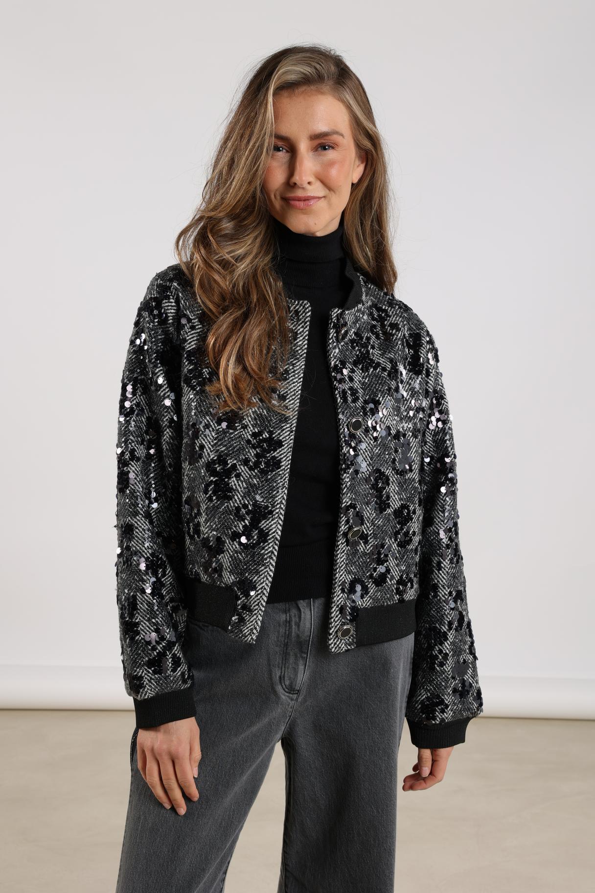 Mia Jacket Paillet | Offwhite/Black