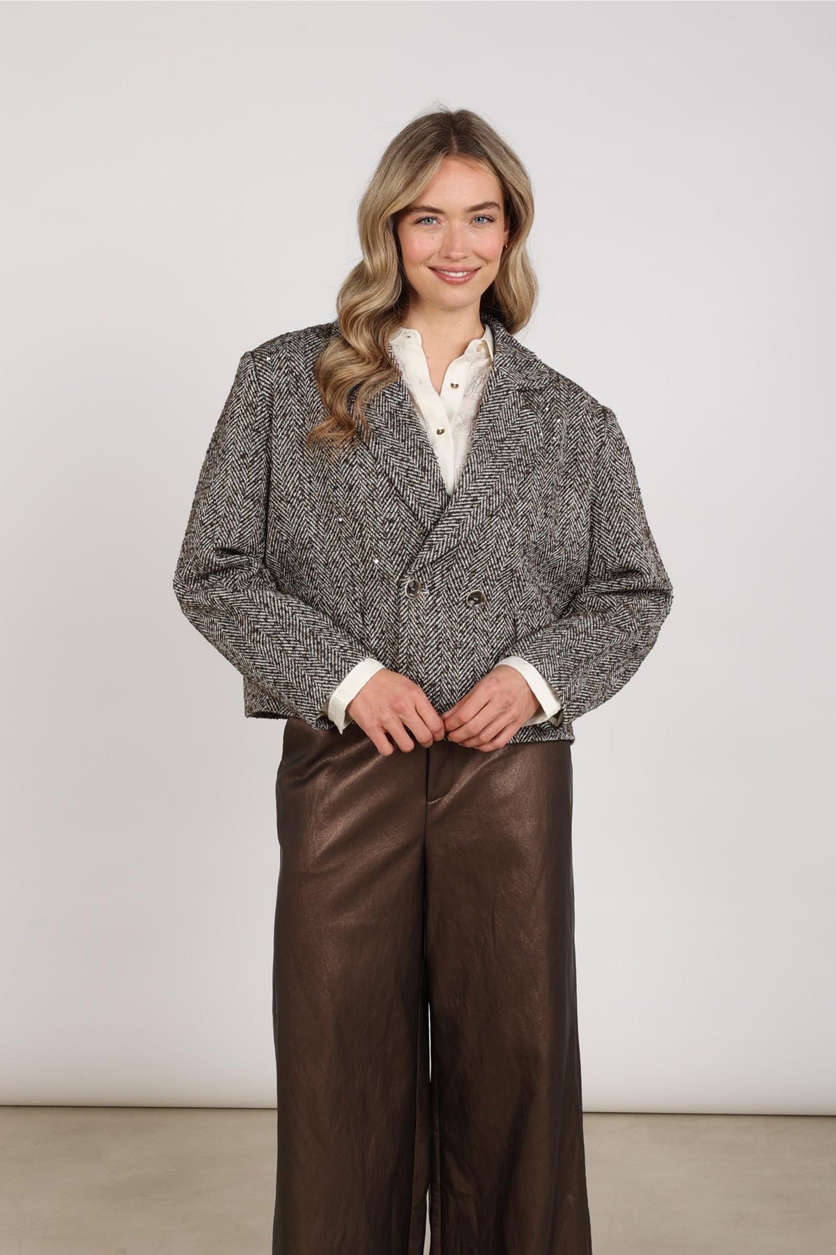 Daphne Jacket Herringbone | Chocolate/Sand