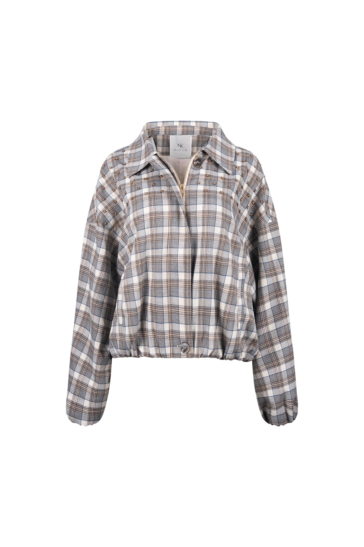 Dominique Jacket Check | Taupe/Offwhite