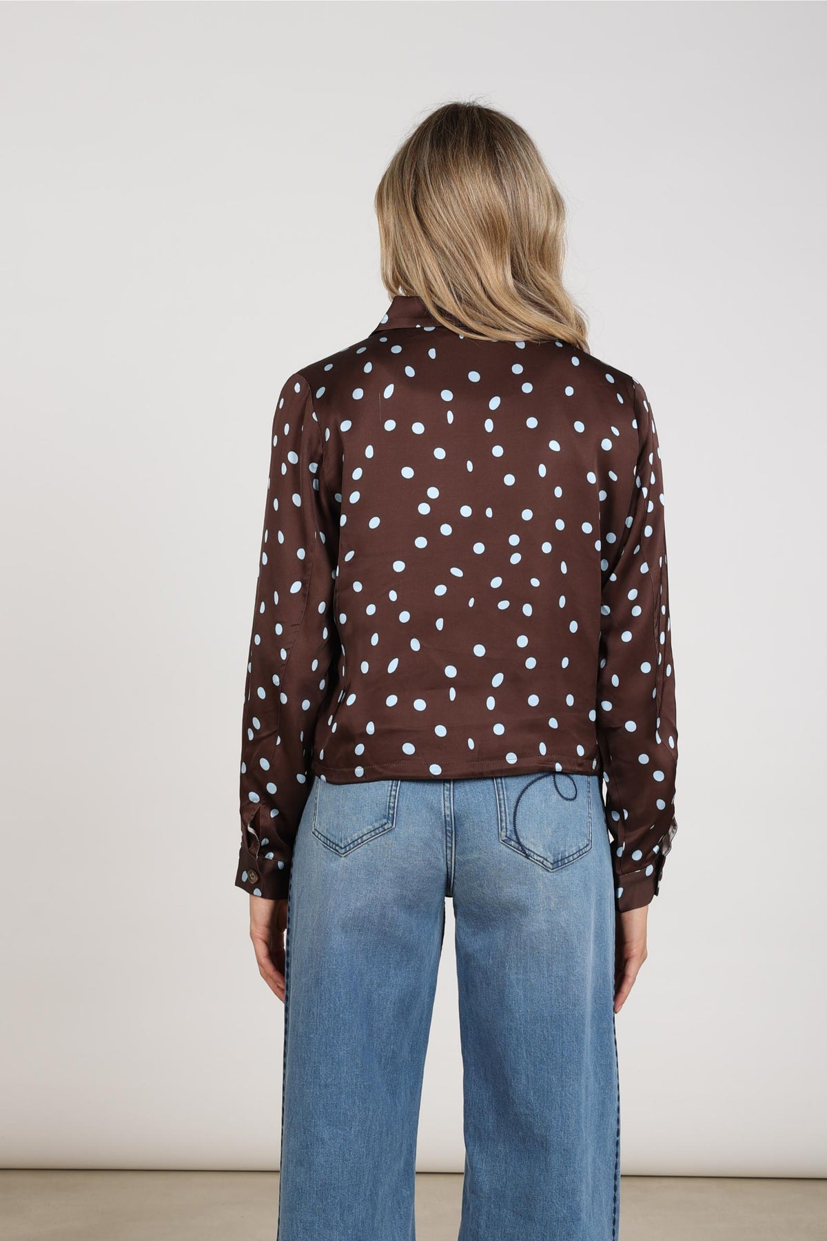 Doreen Bomber Dots | Chocolate/Sky