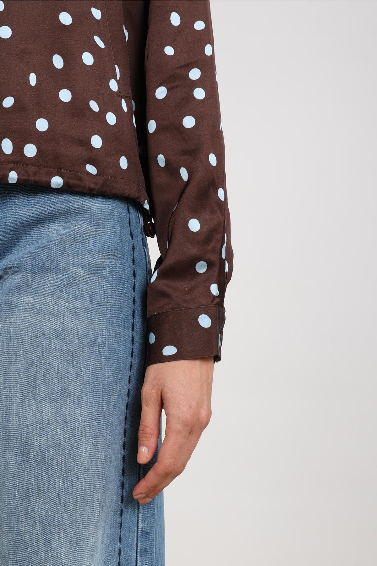 Doreen Bomber Dots | Chocolate/Sky
