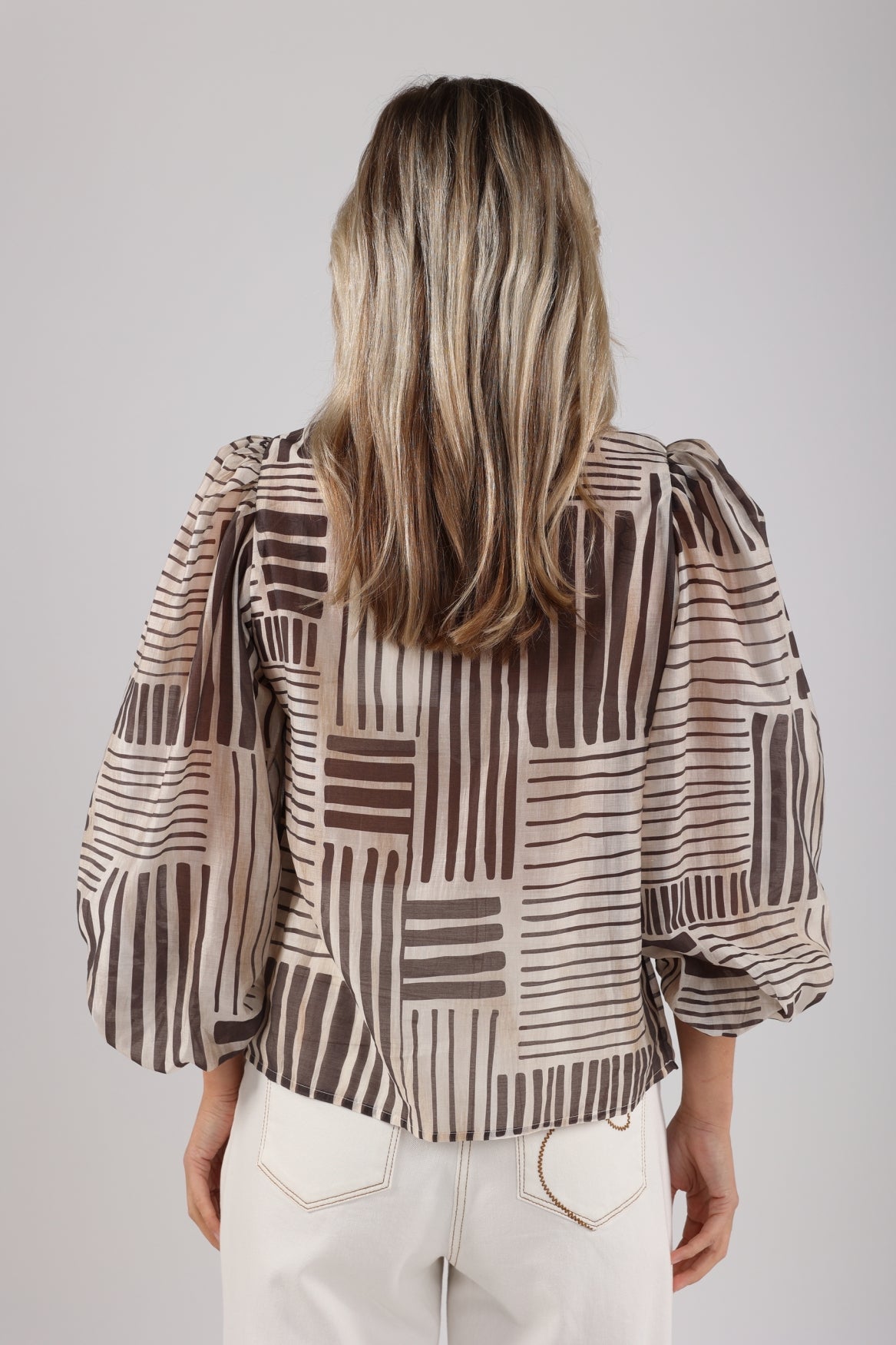Mae Top Stripes | Offwhite/Greige