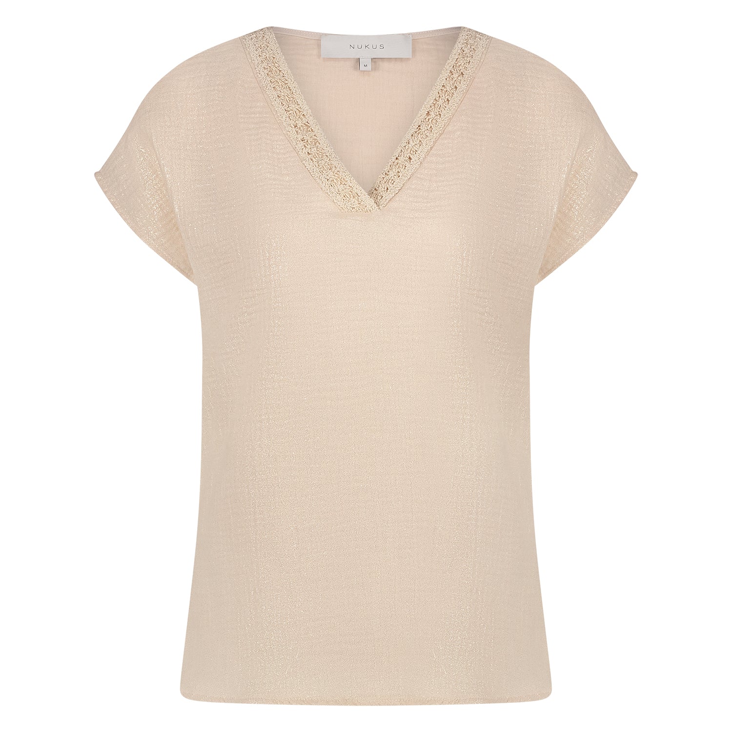 Sandra Top Vneck | Offwhite/Gold