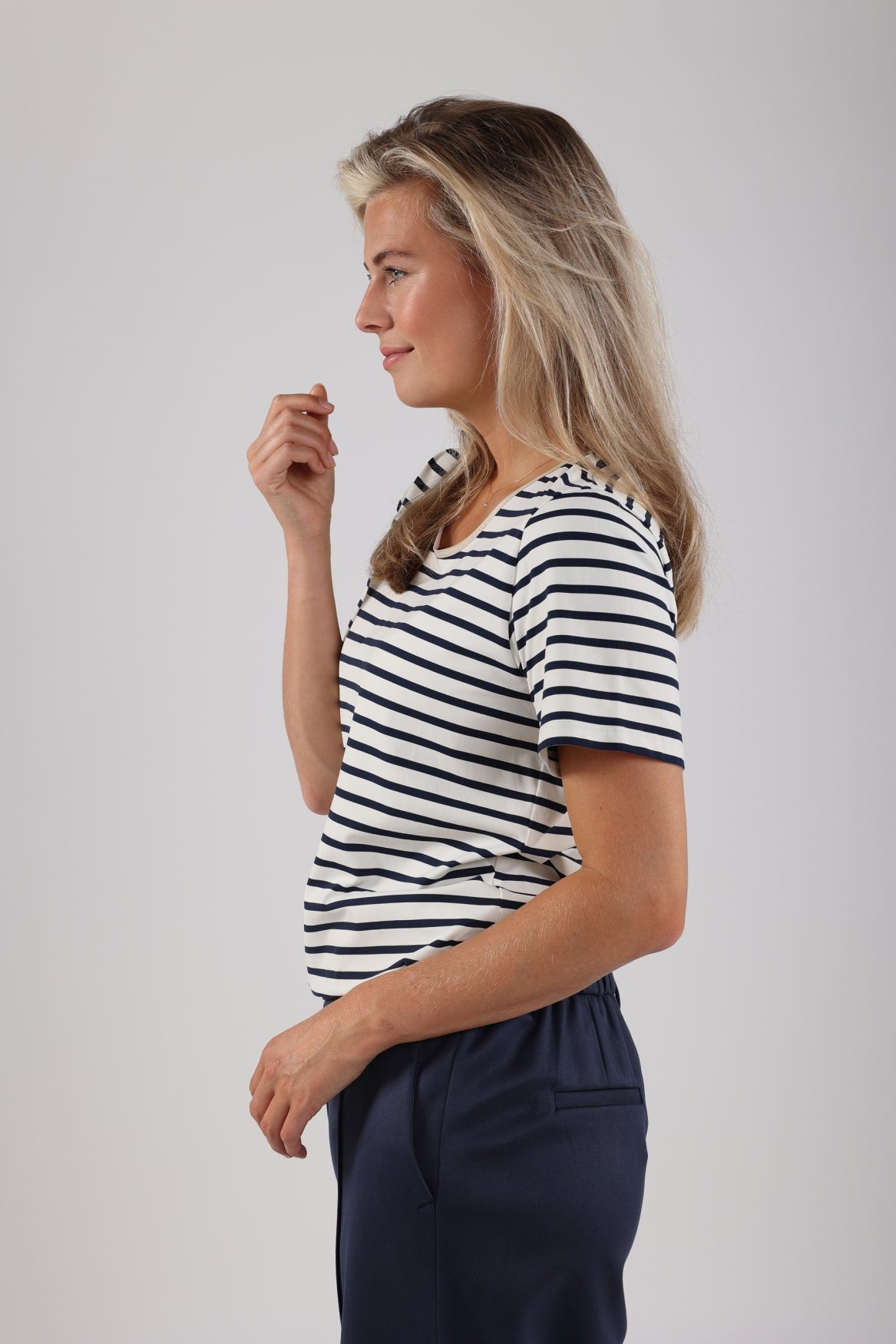 Tirza Top Stripe | Offwhite/Navy