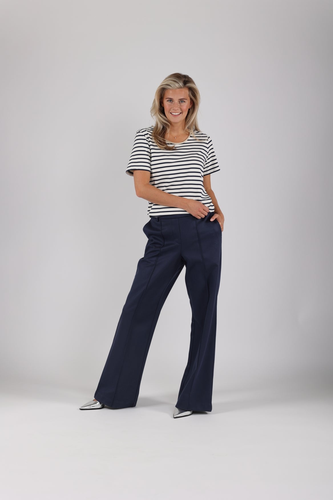 Tirza Top Stripe | Offwhite/Navy