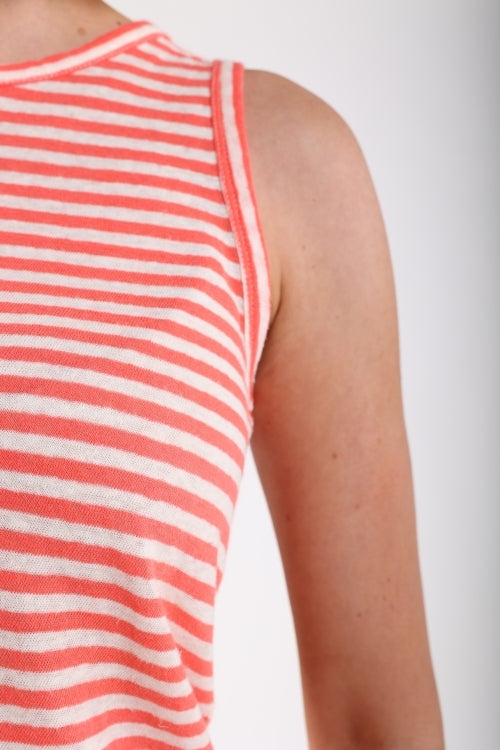 Stefania Singlet Stripes | Offwhite/Coral
