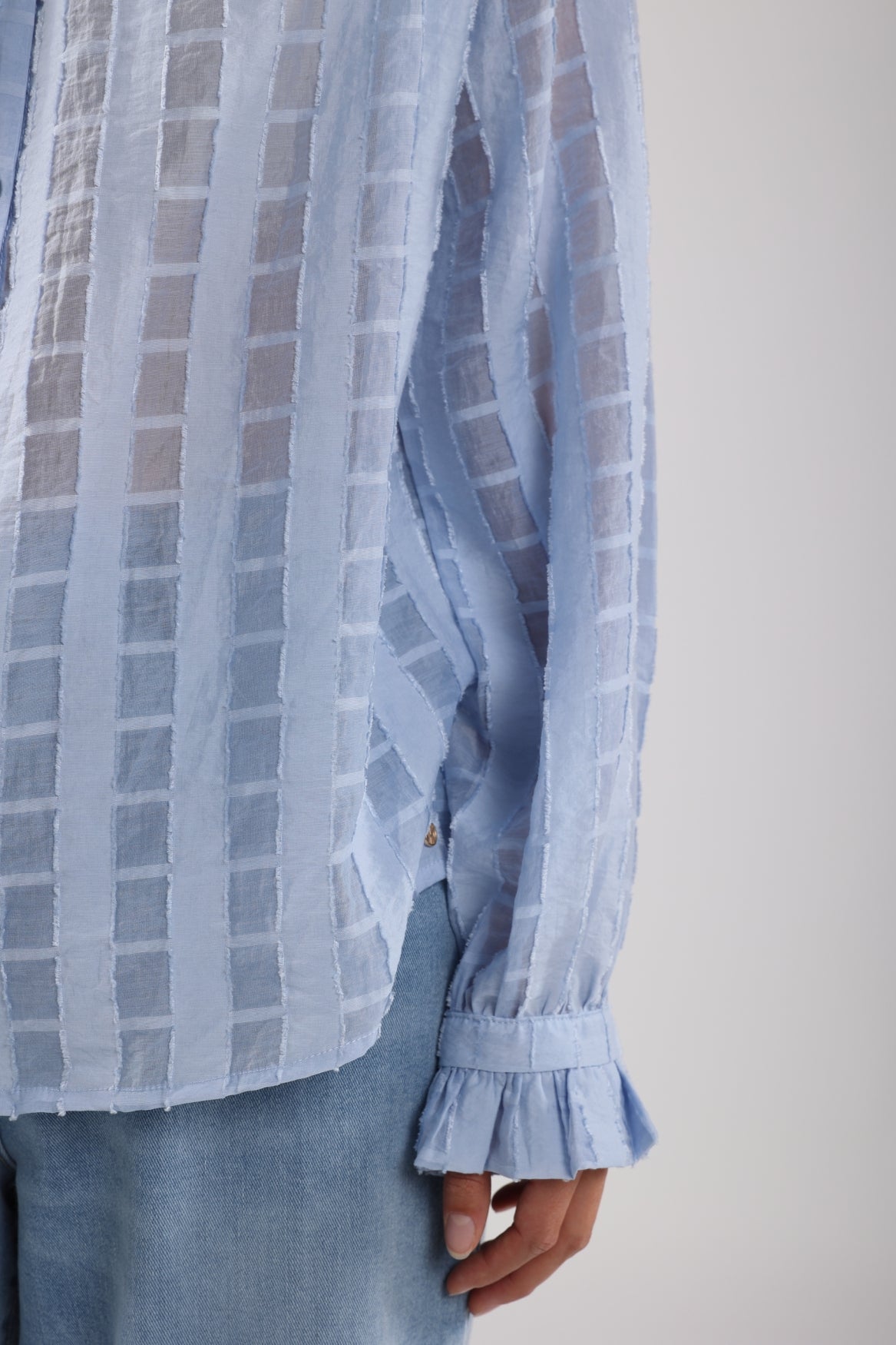 Jenna Blouse Check | Sky
