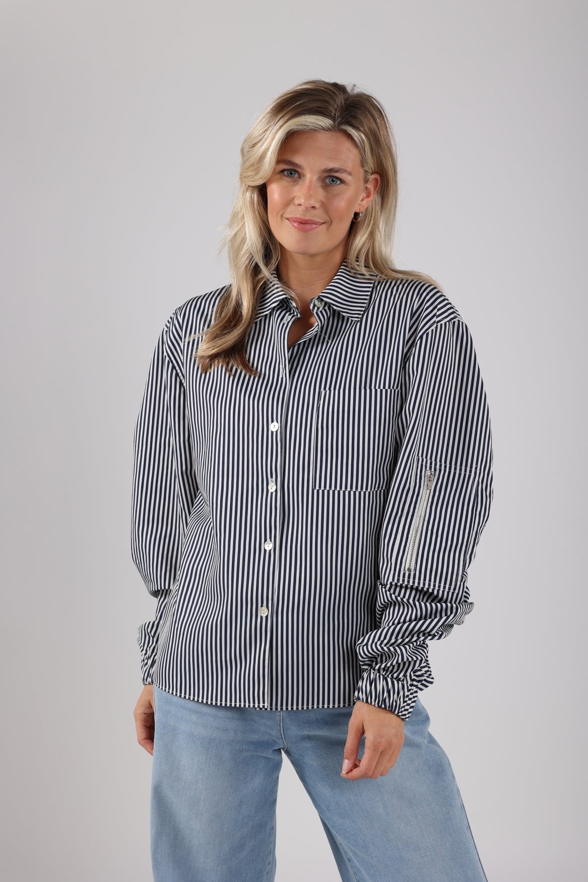 Quirine Blouse Stripe | Offwhite/Navy