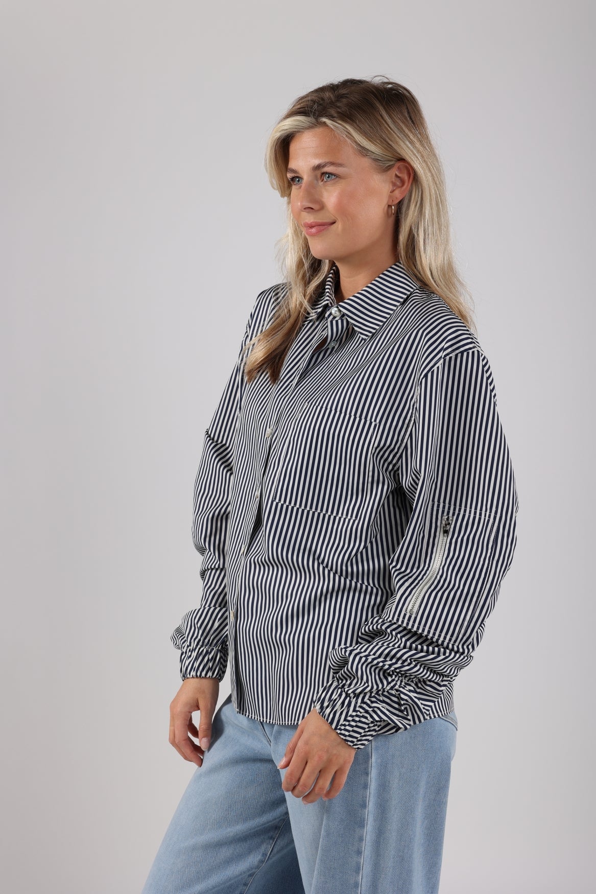 Quirine Blouse Stripe | Offwhite/Navy