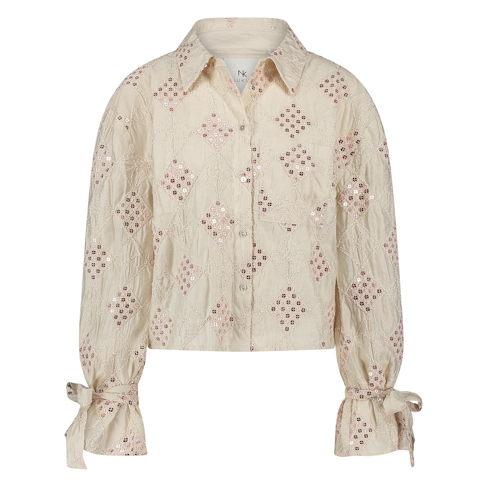 Loes Blouse Paillet | Offwhite/Blush