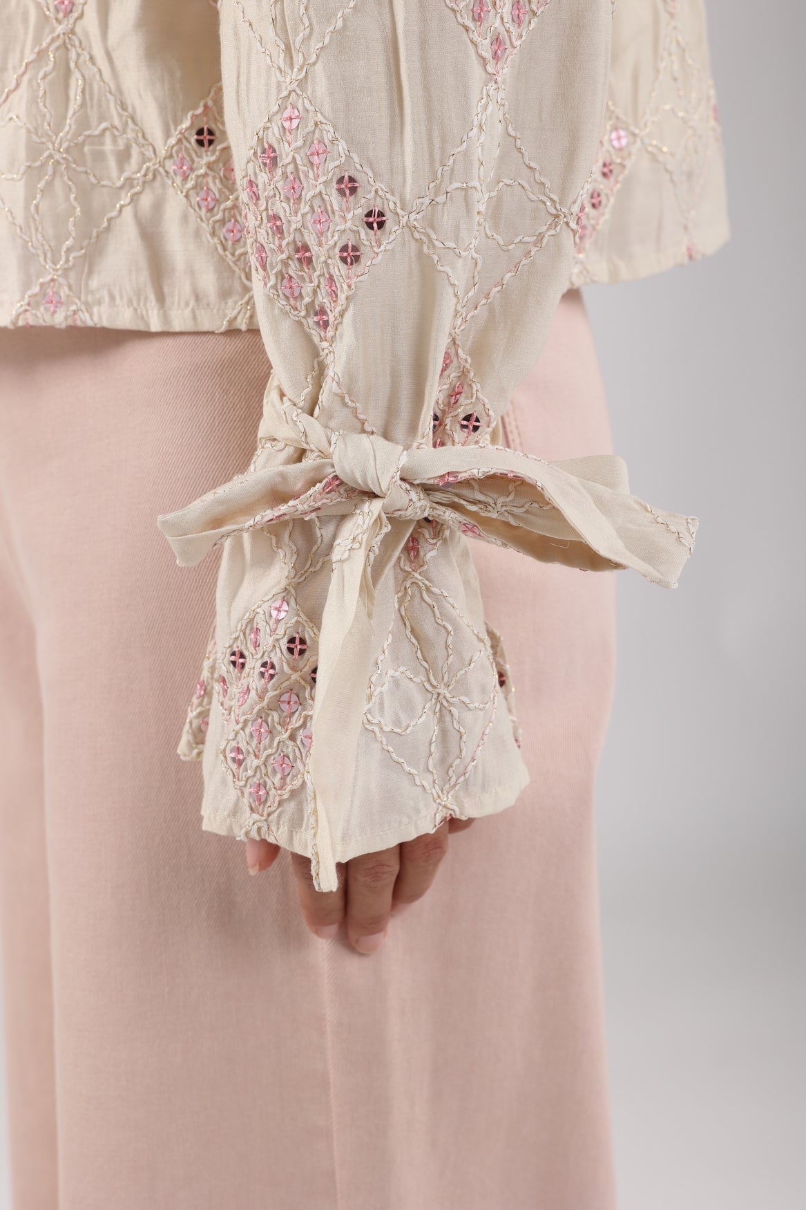 Loes Blouse Paillet | Offwhite/Blush