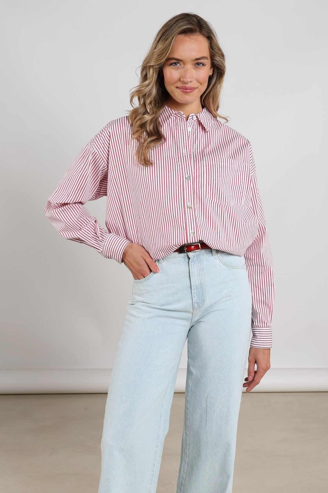 Ariana Blouse Stripe | Kiss/Offwhite