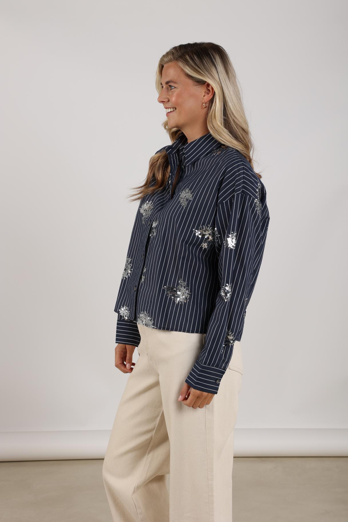 Tessa Blouse Paillet | Navy