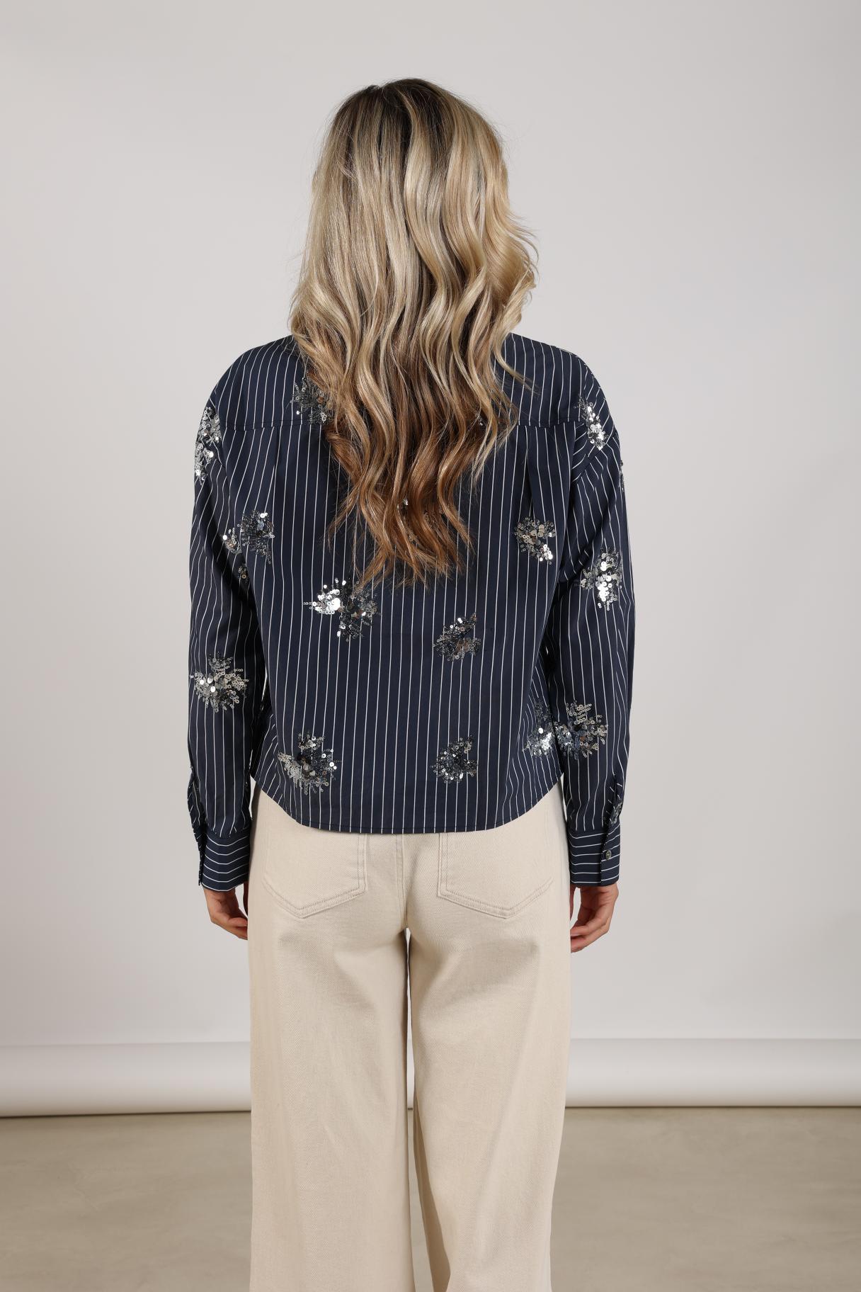 Tessa Blouse Paillet | Navy