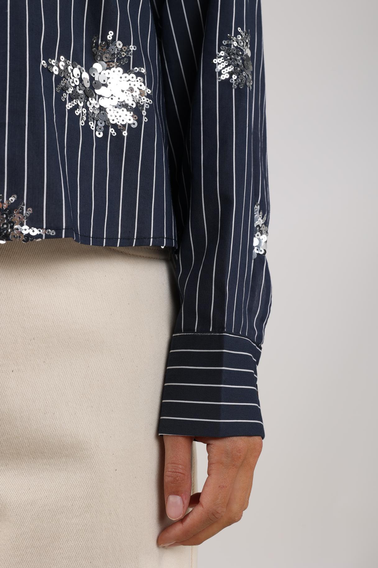 Tessa Blouse Paillet | Navy