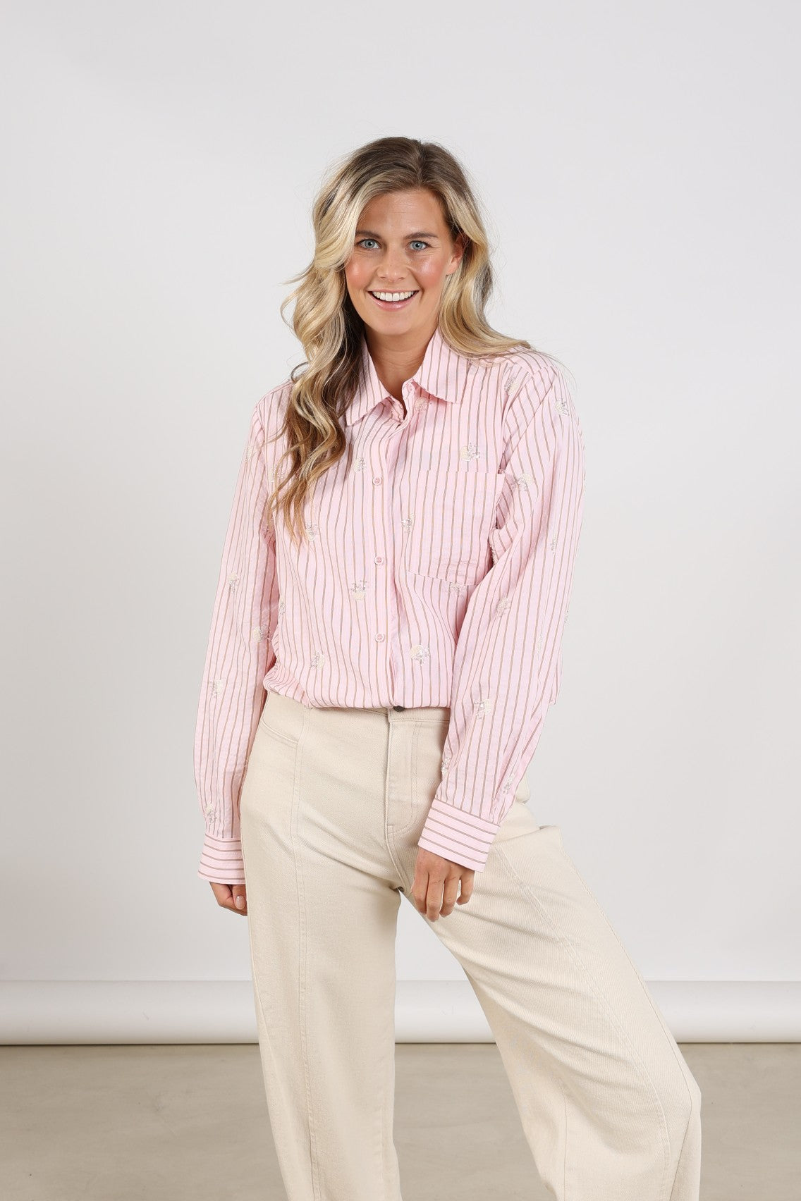 Nowi Blouse Stripe | Blush