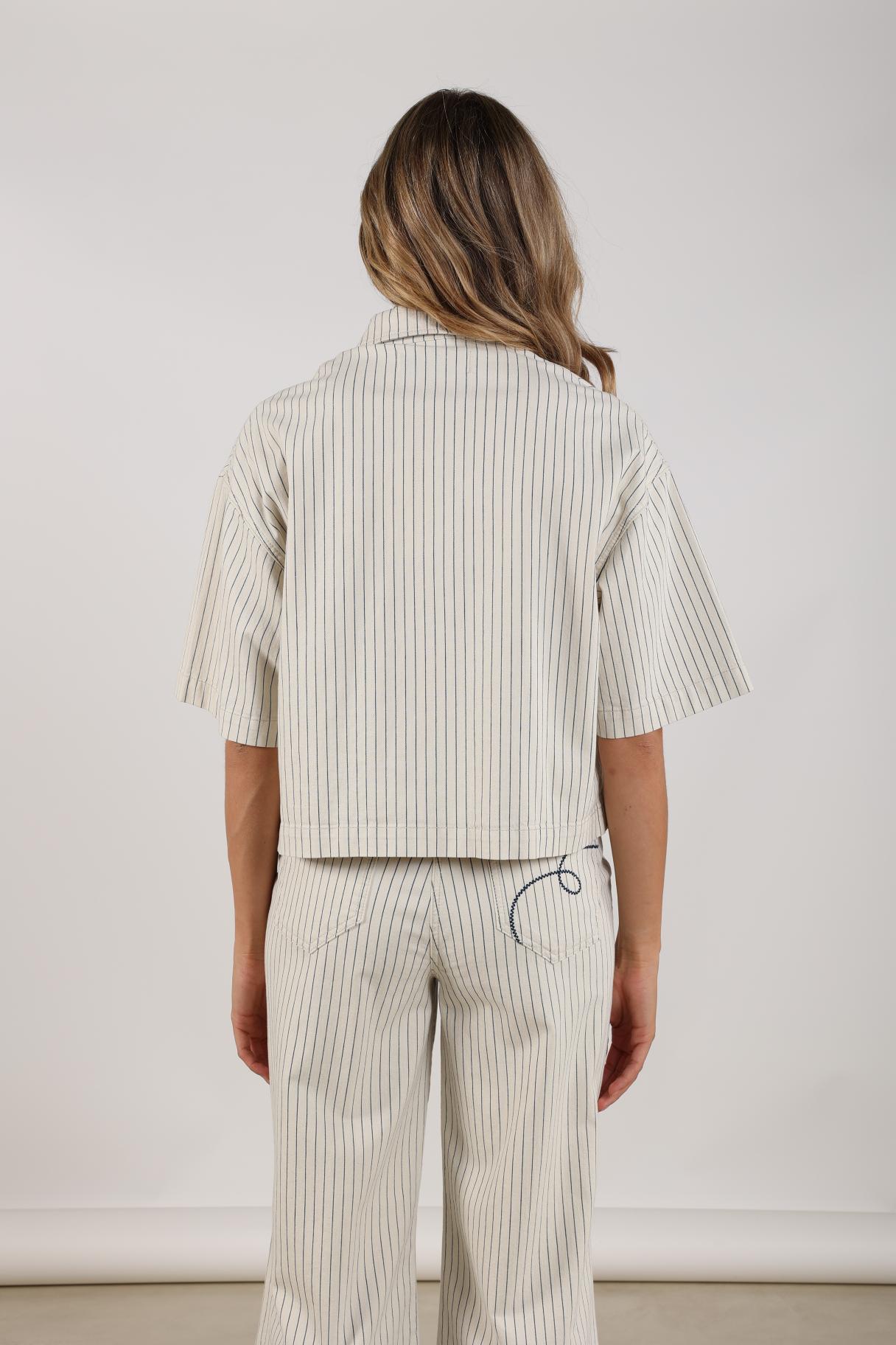 Tamar Blouse Stripe | Offwhite/Navy