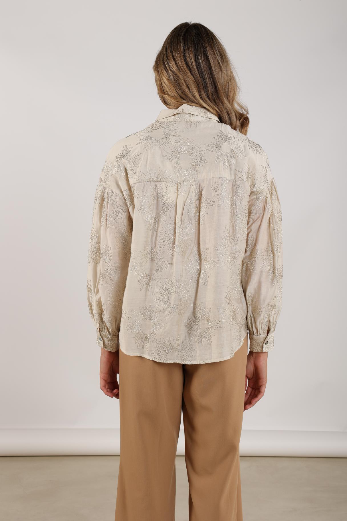 Nola Blouse Embroidery | Offwhite/Gold