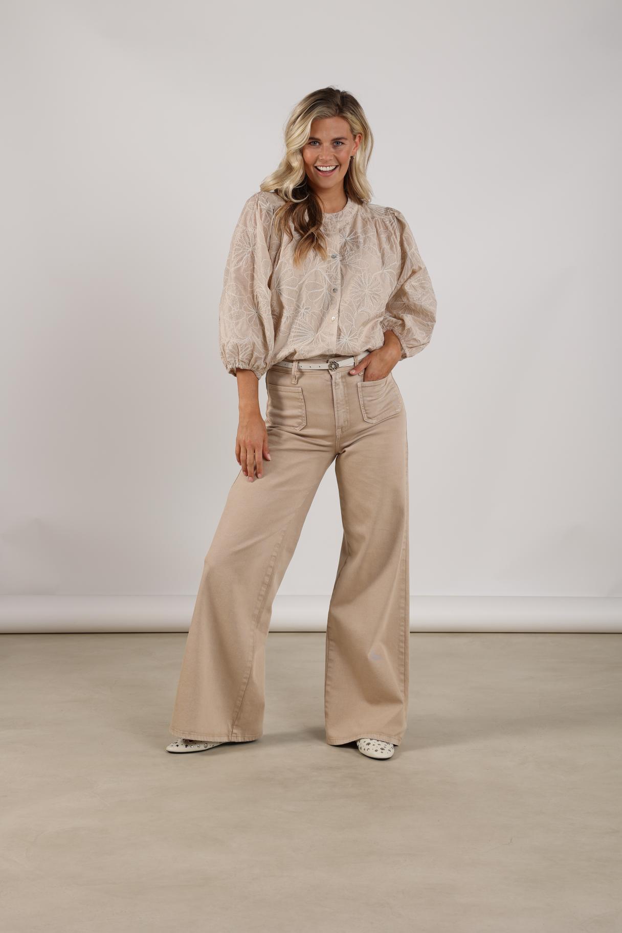 Lynn Blouse Embroidery | Sand