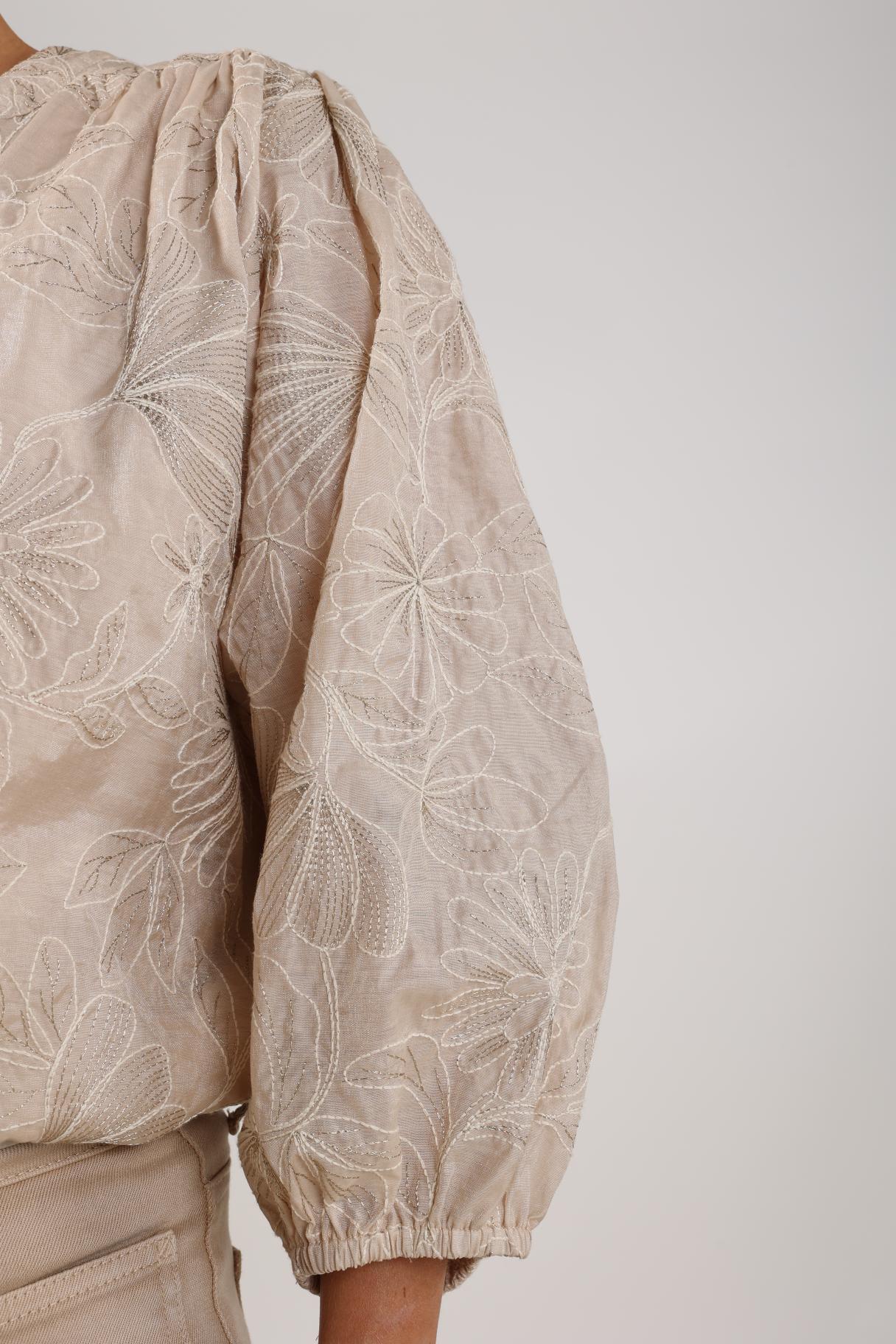 Lynn Blouse Embroidery | Sand