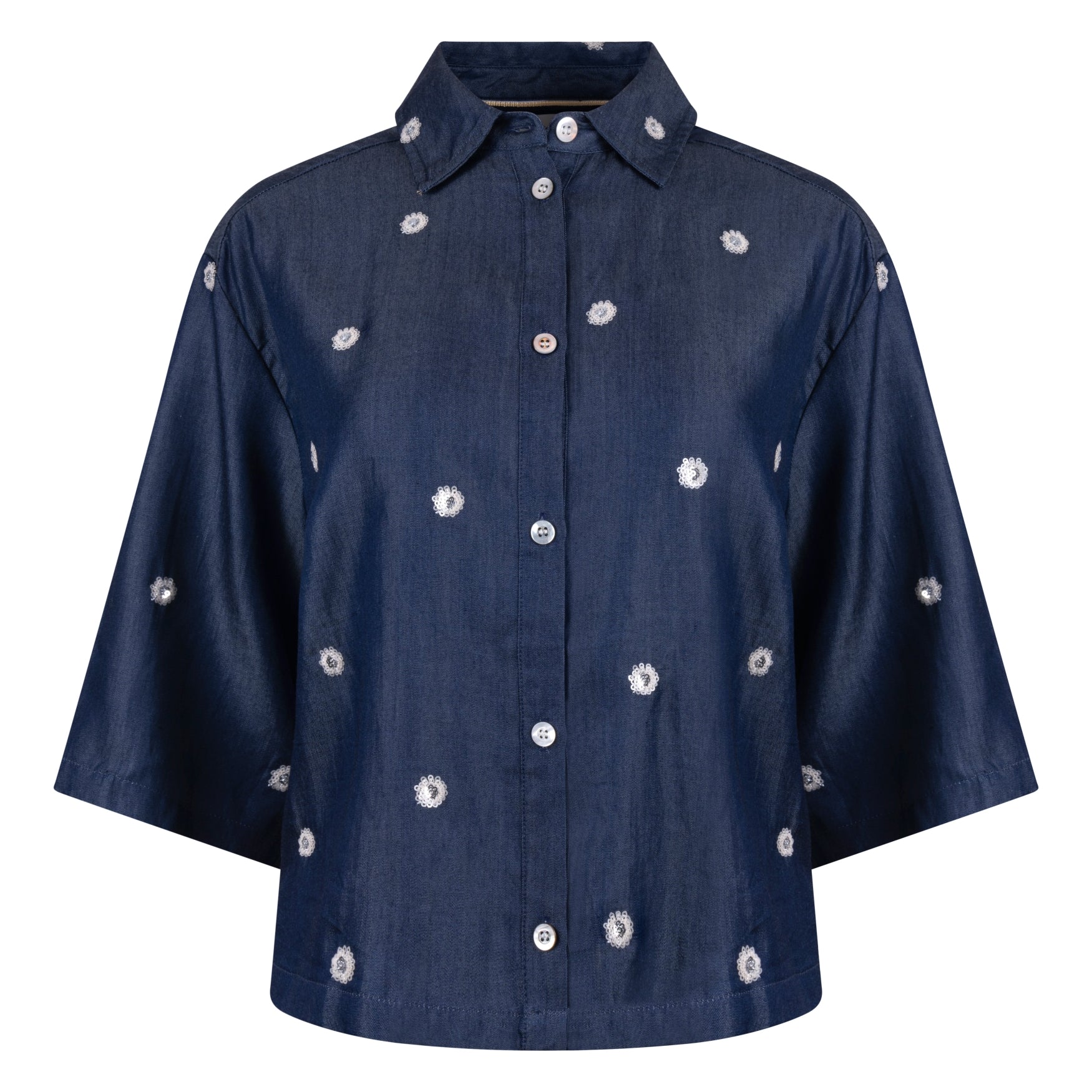 Isa Blouse Glossy | Navy