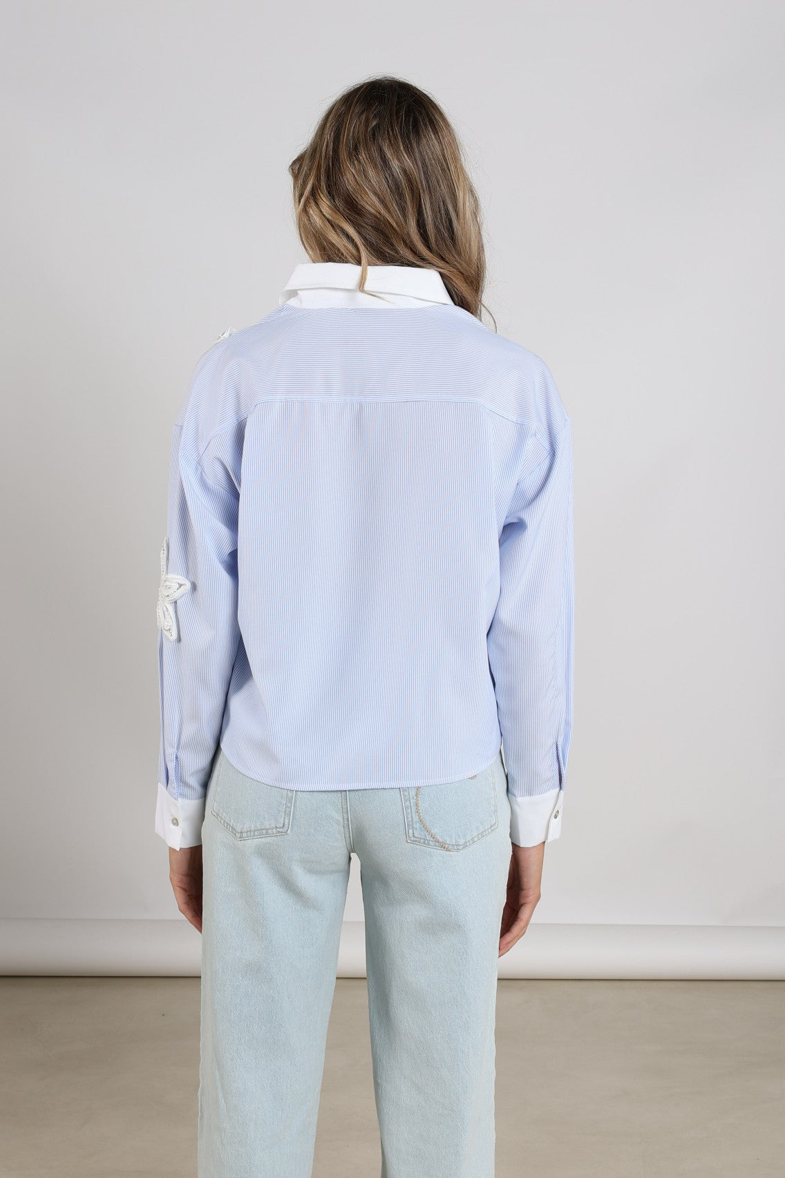 Tessa Blouse Stripe | Offwhite/Cloudy