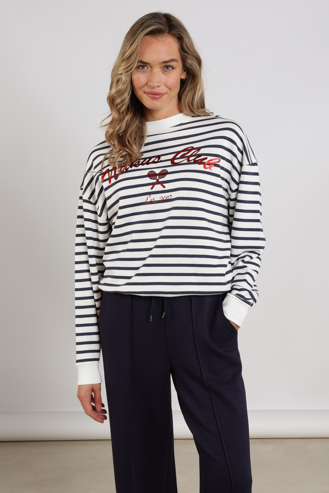 Paige Sweater Stripe | White/Blue
