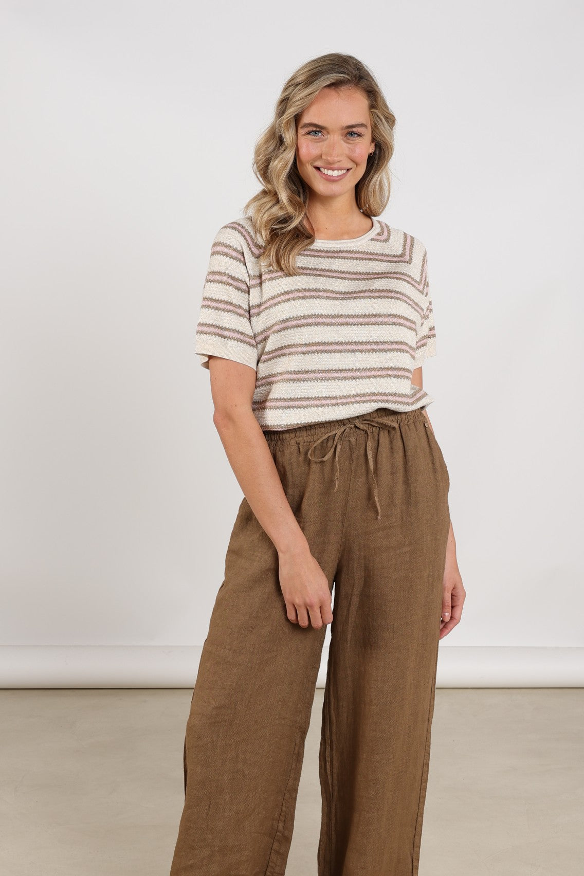 Rachel Pullover Stripe | Sand/Blush