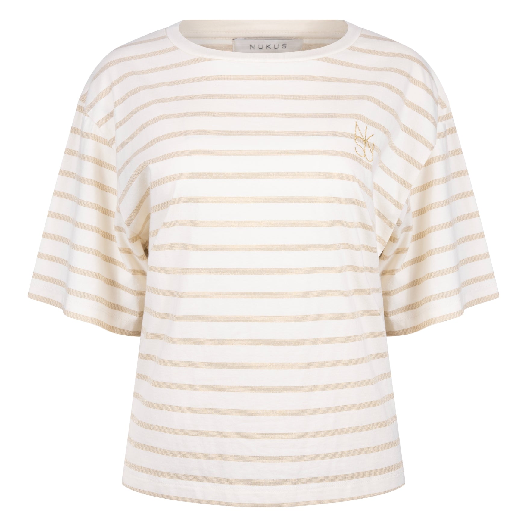 Saartje Shirt Stripe | Offwhite/Gold