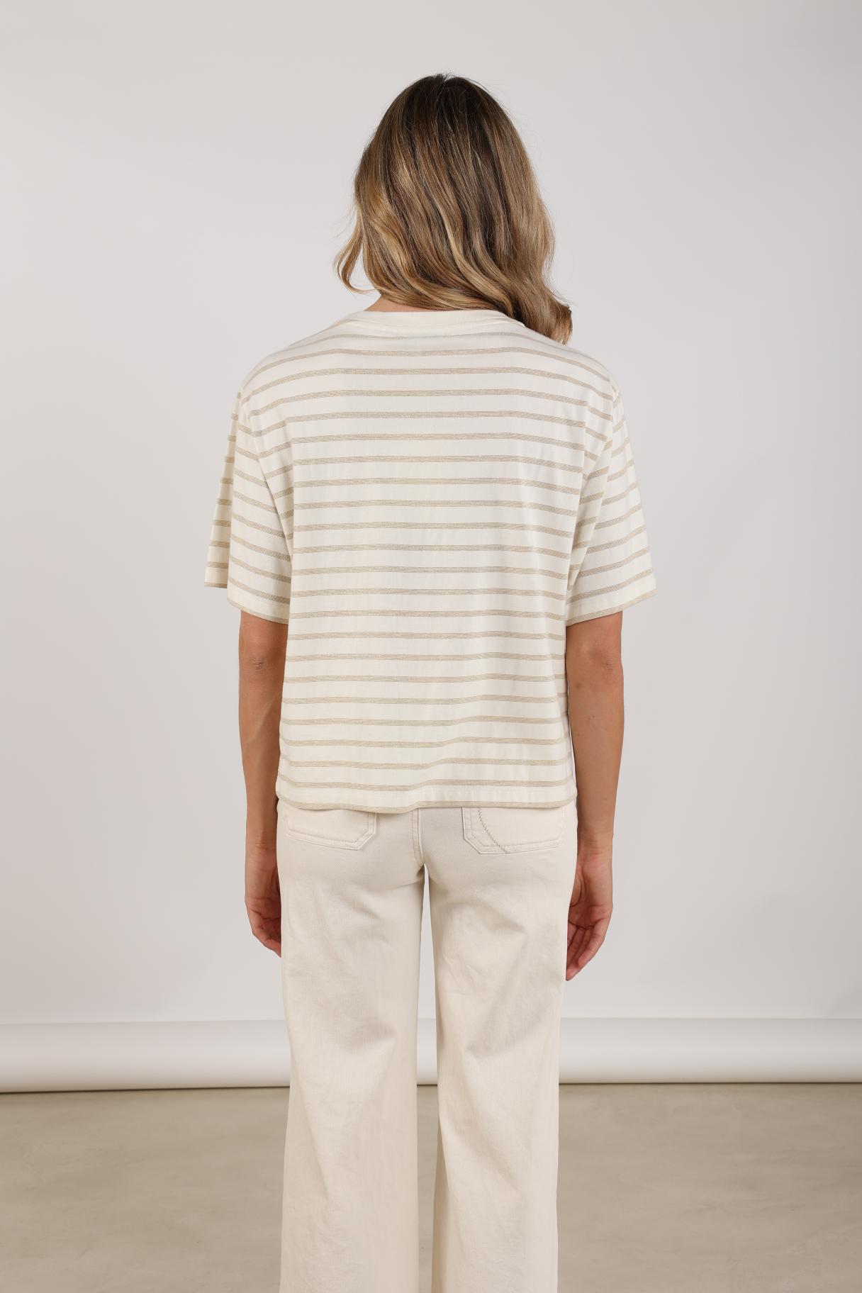 Saartje Shirt Stripe | Offwhite/Gold