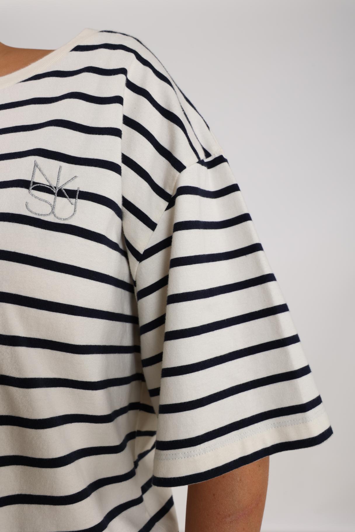 Saartje Shirt Stripe | Offwhite/Navy