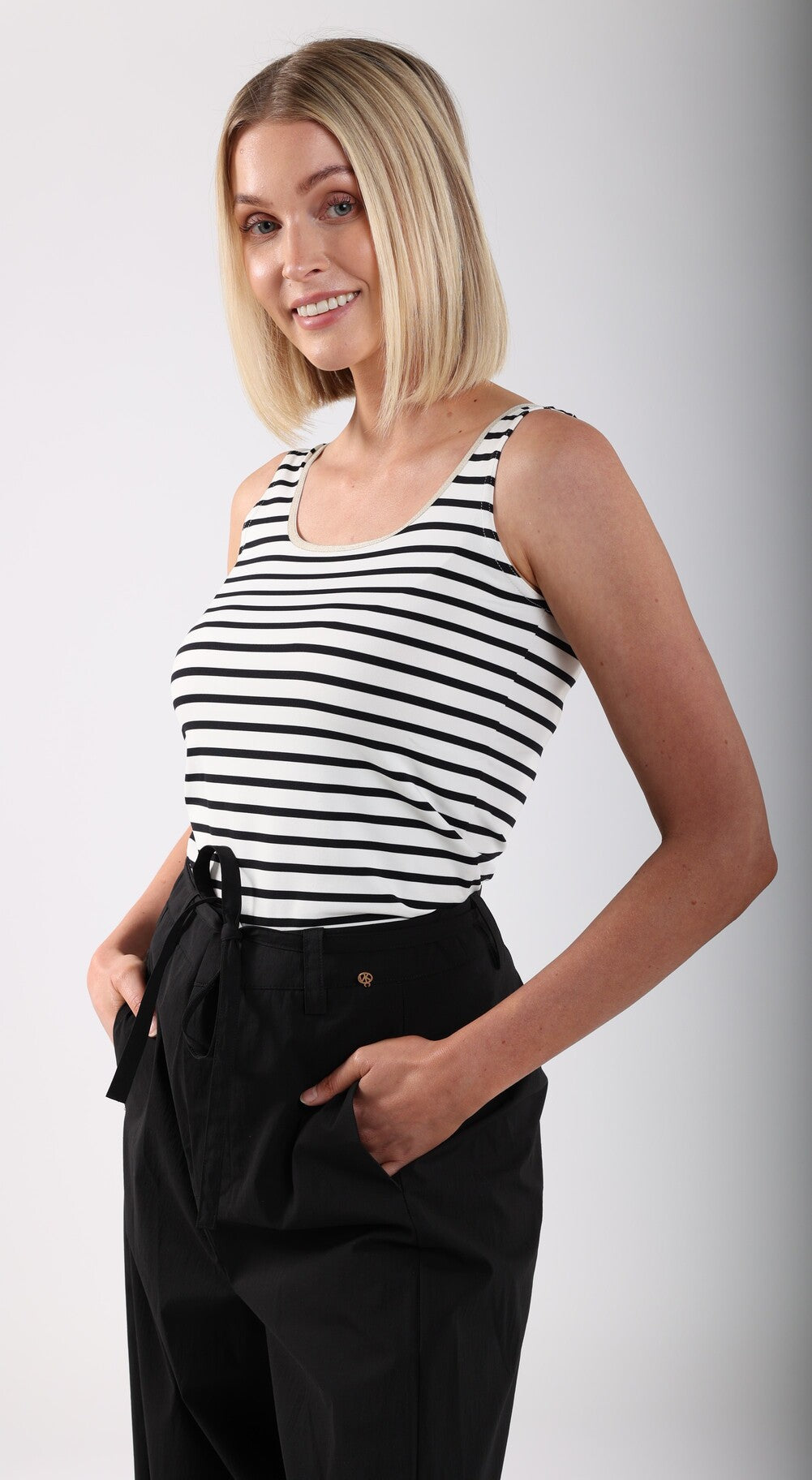 Juba Singlet Stripe | Offwhite/Black