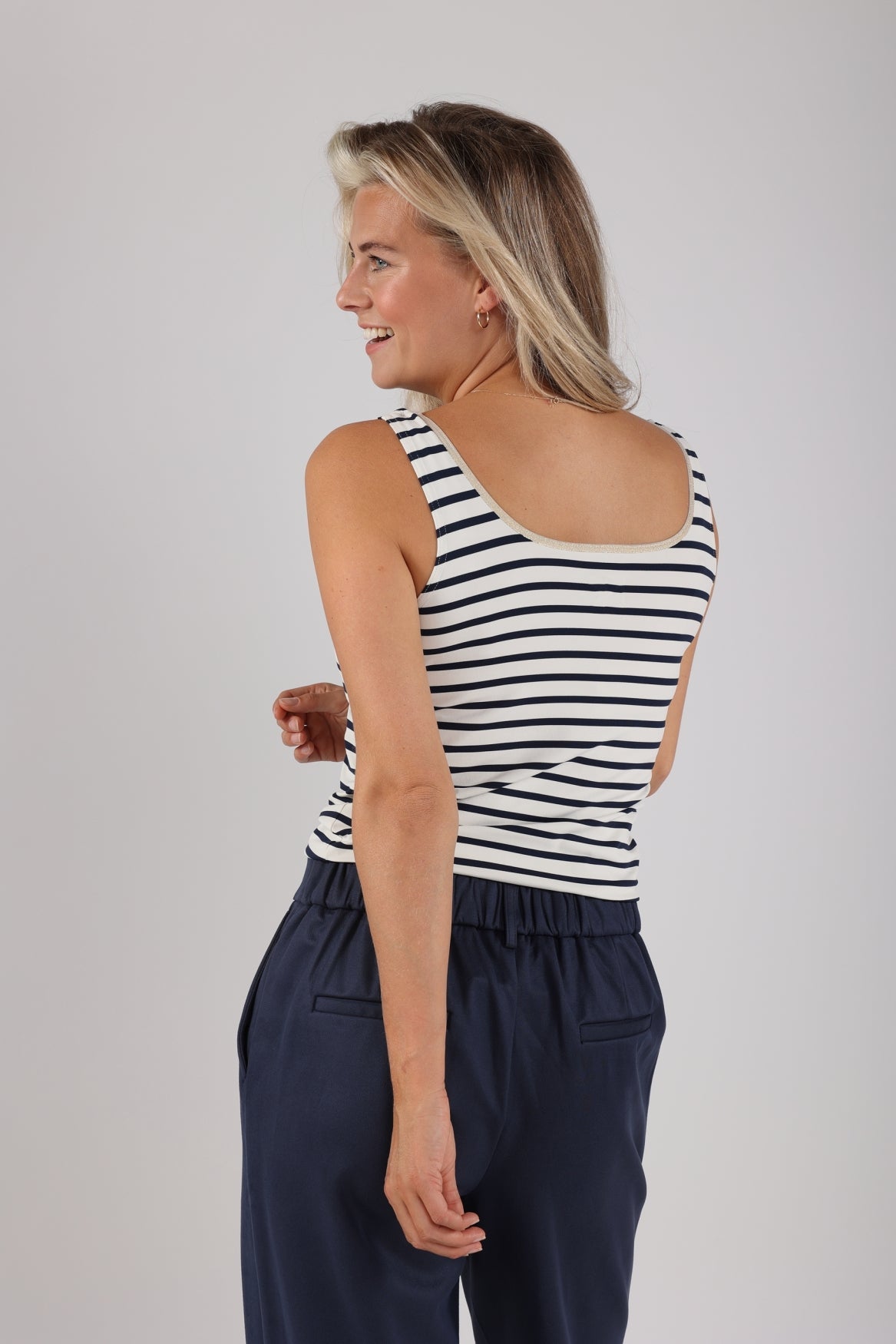Juba Singlet Stripe | Offwhite/Navy
