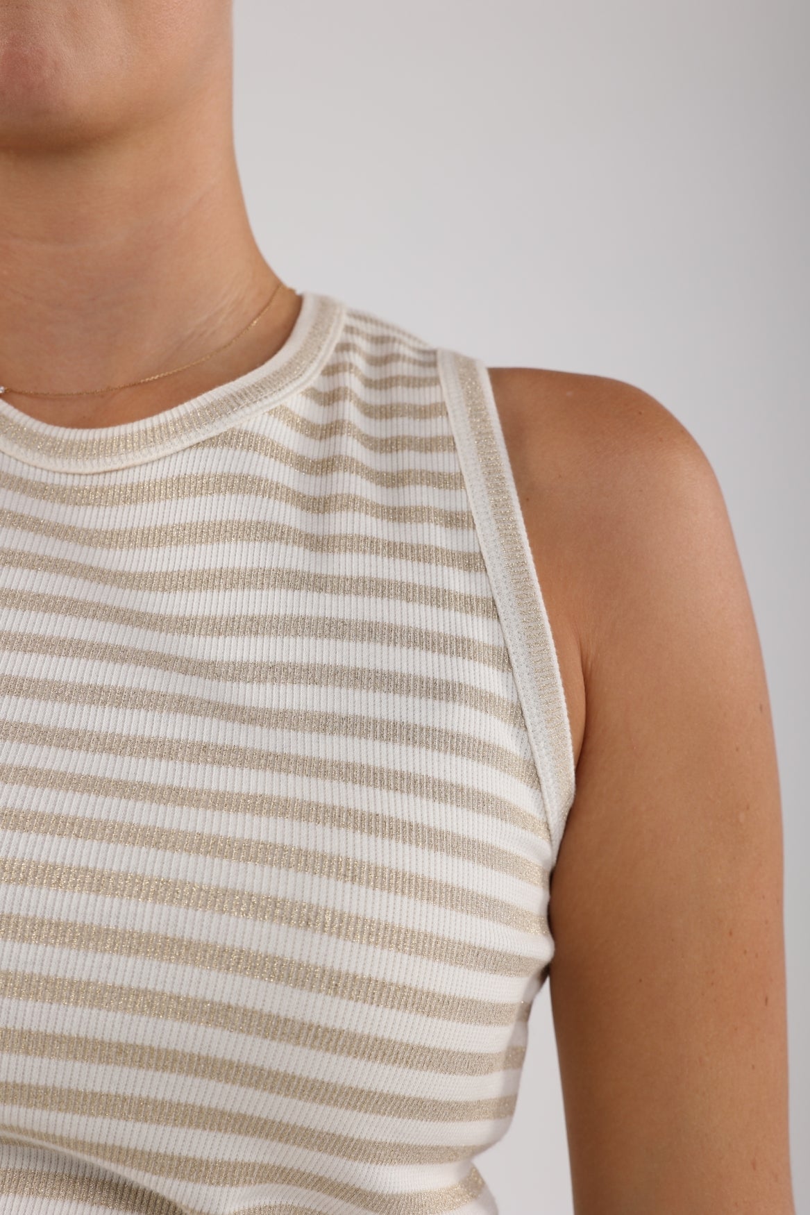Stefania Singlet Stripes | Offwhite/Gold