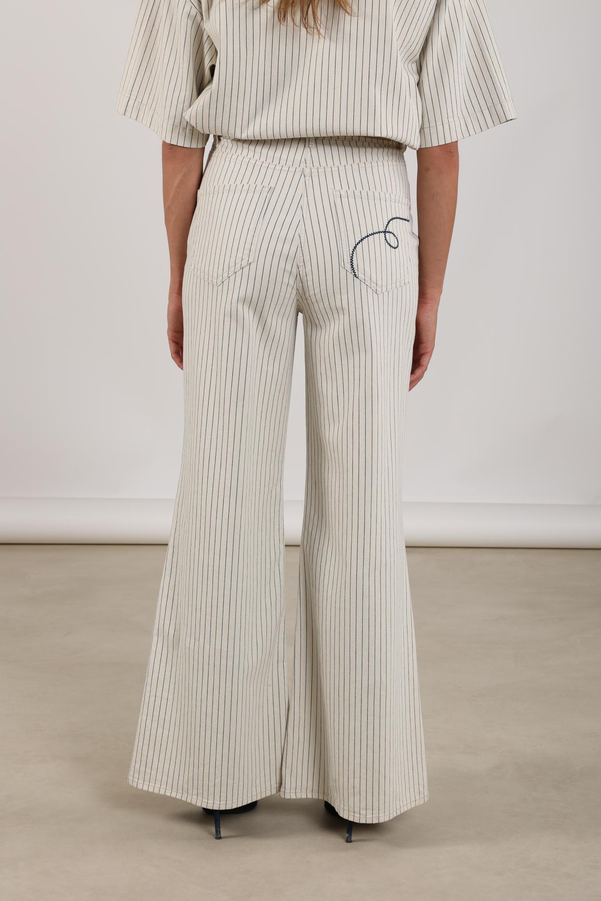 Senna Pants Stripe | Offwhite/Navy