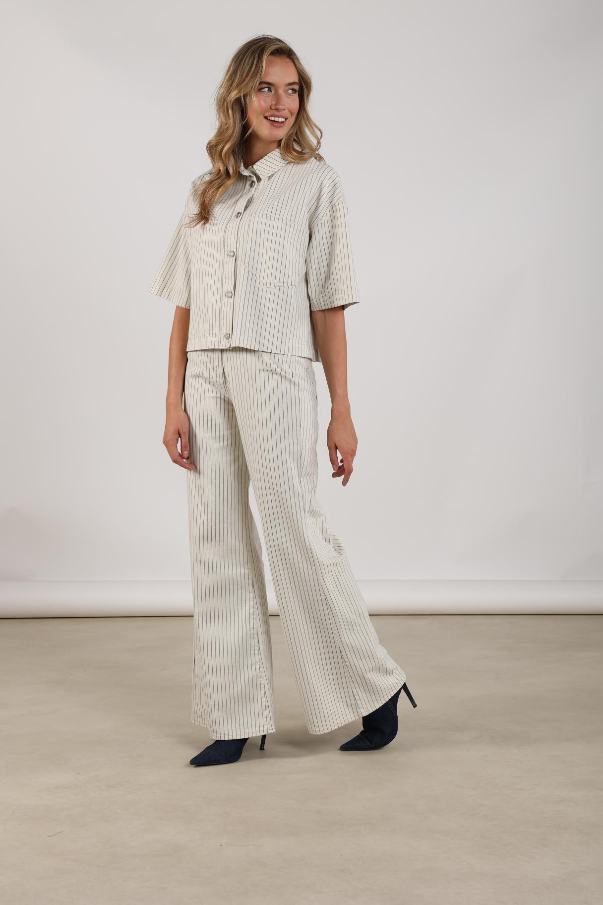 Senna Pants Stripe | Offwhite/Navy